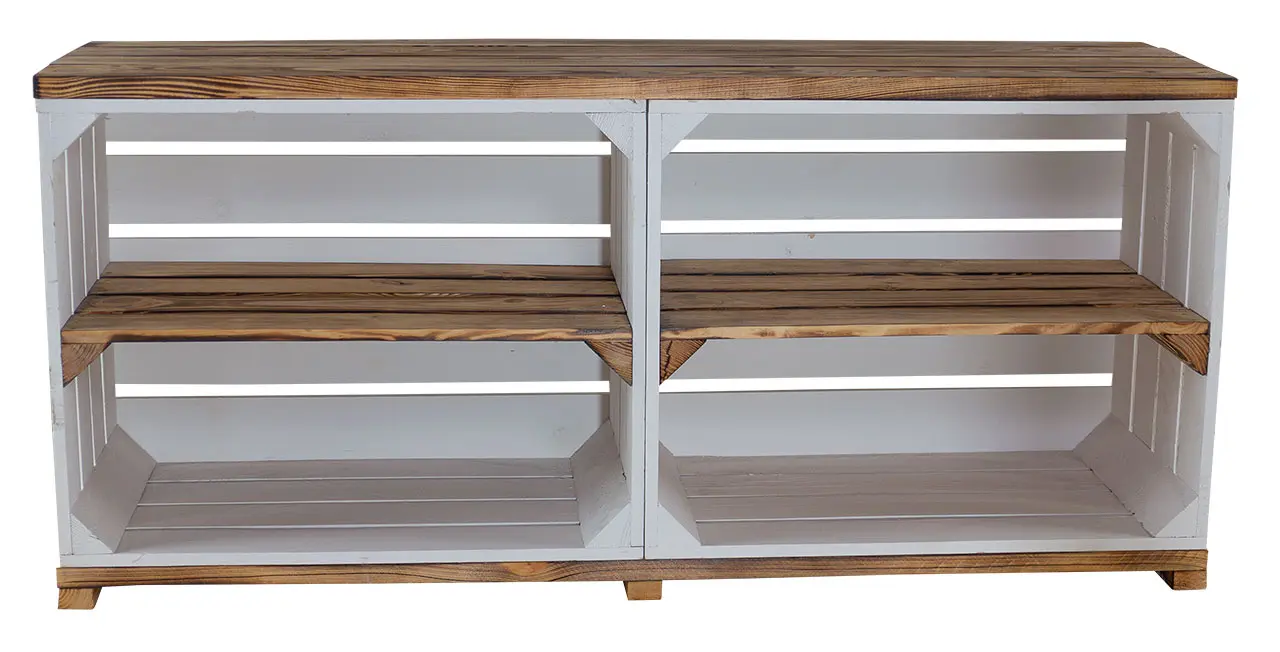 TV-Schrank aus Regalkisten auf Holzfüßen 100x30x50cm TV-Schrank aus Regalkisten auf Holzfüßen 100x30x50cm