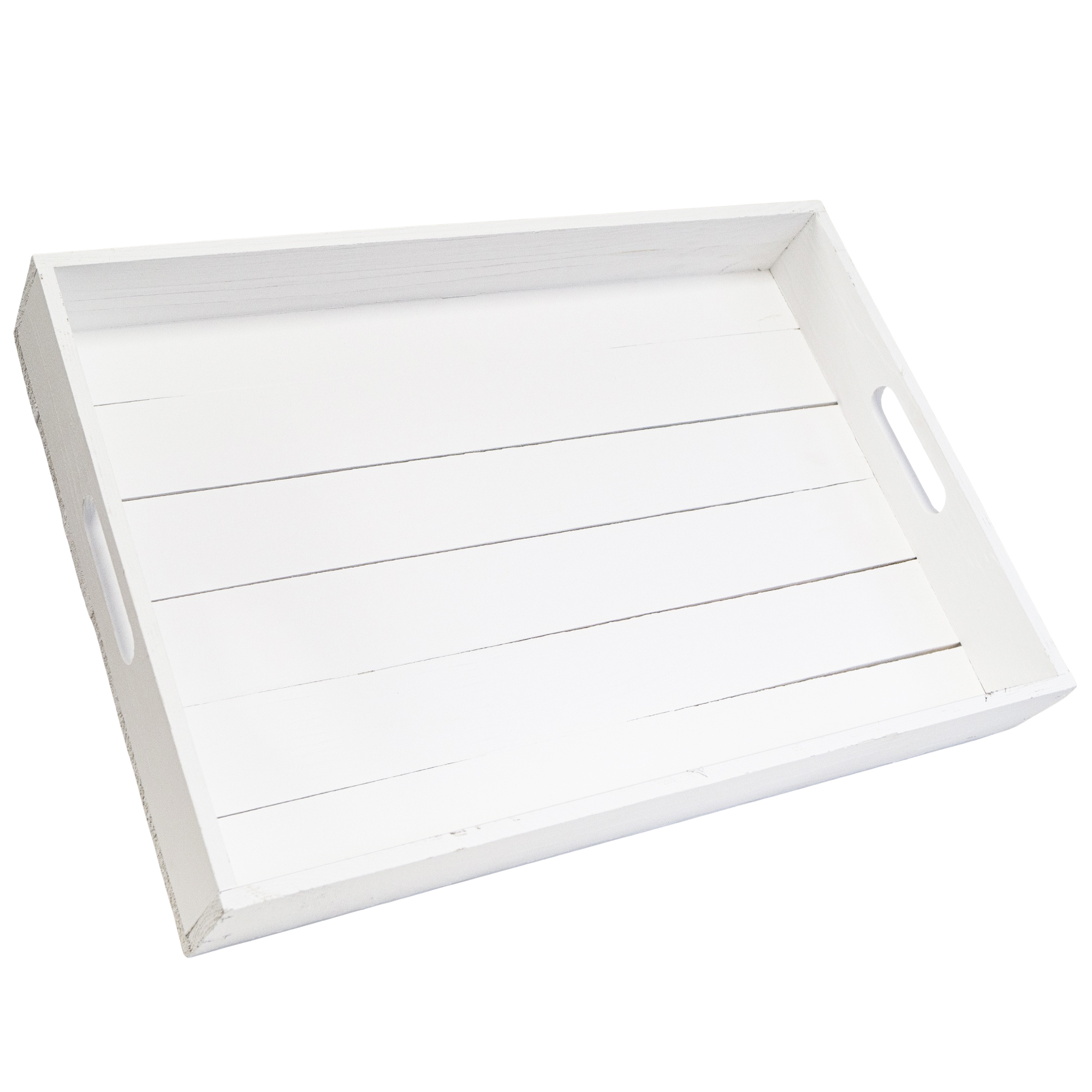 Serviertablett in weiß 60x40x8cm Holztablett Frühstückstablet Bartablett