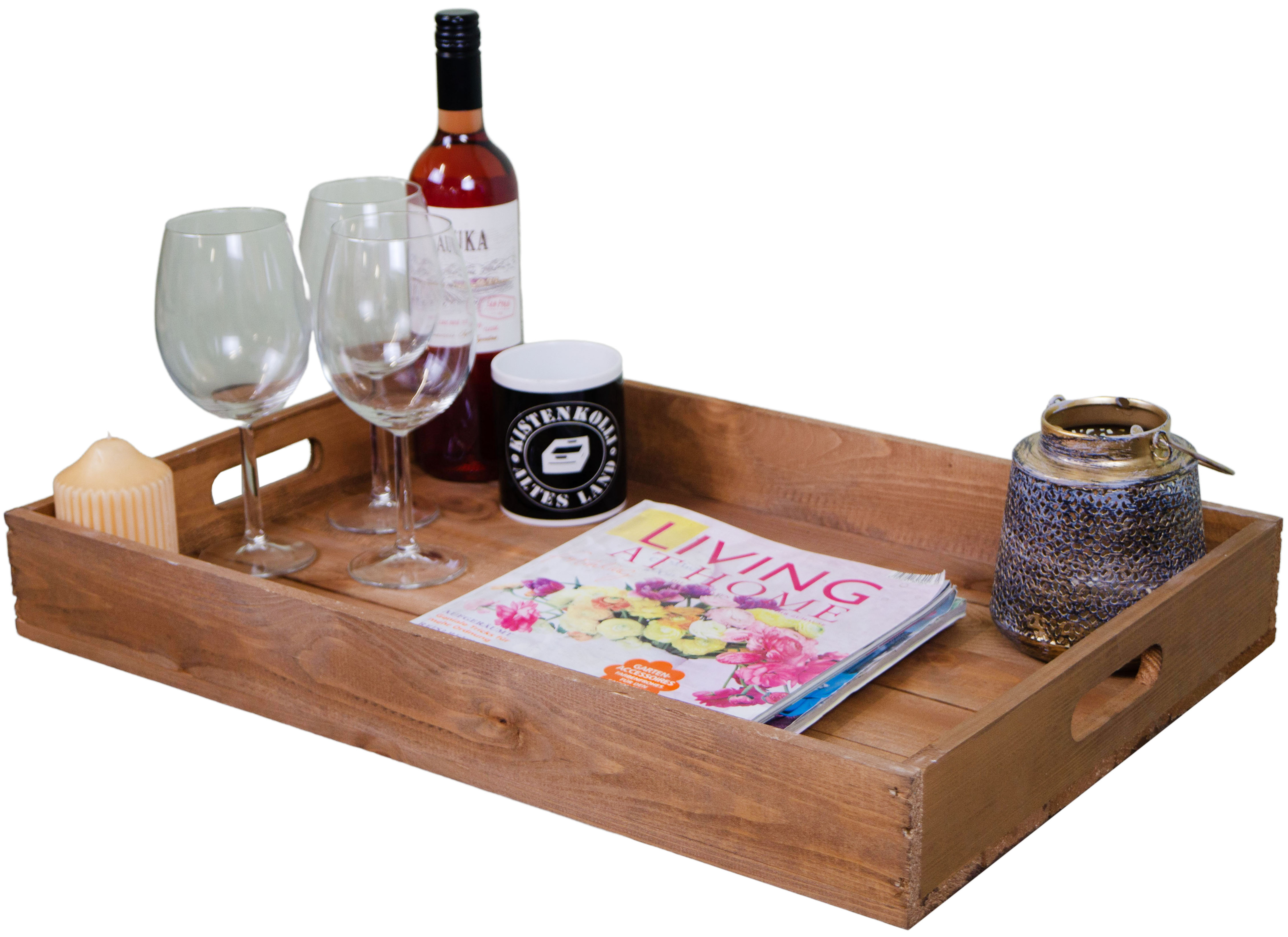 Serviertablett in braun 60x40x8cm Holztablett Frühstückstablet Bartablett Serviertablett in braun 60x40x8cm Holztablett Frühstückstablet Bartablett