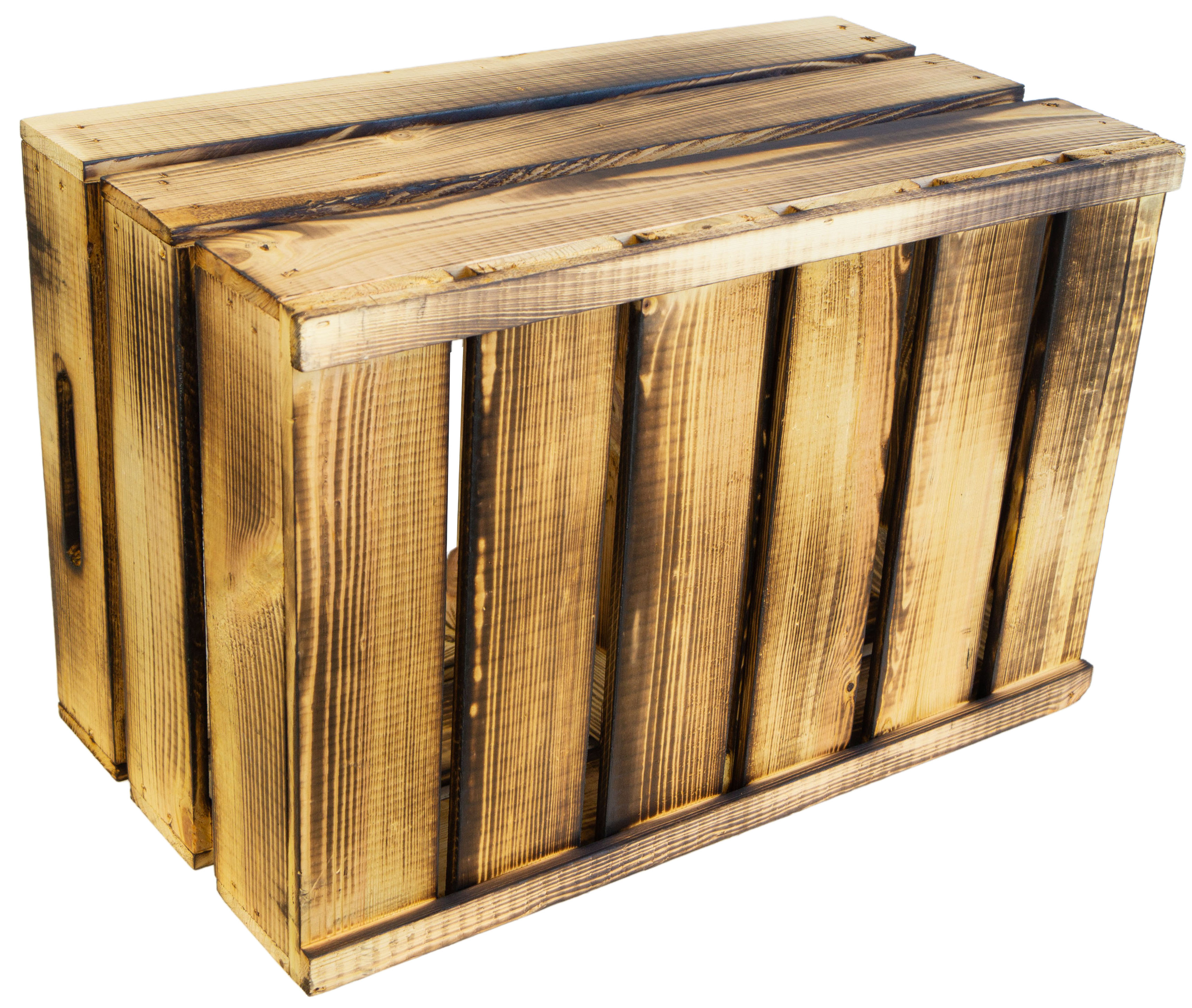 Holzkiste Elfriede geflammt mit Mittelbrett quer 54x30x35cm