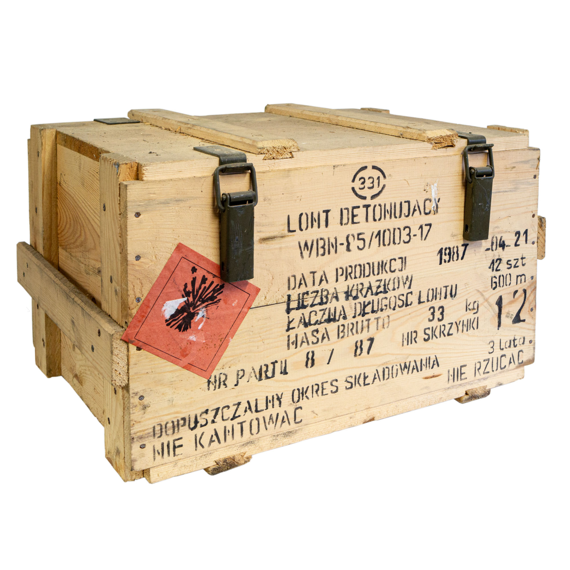 Vintage Frachtkiste WBN-85 Holz 60x40x36 cm Transportkiste Truhe Metallbeschläge