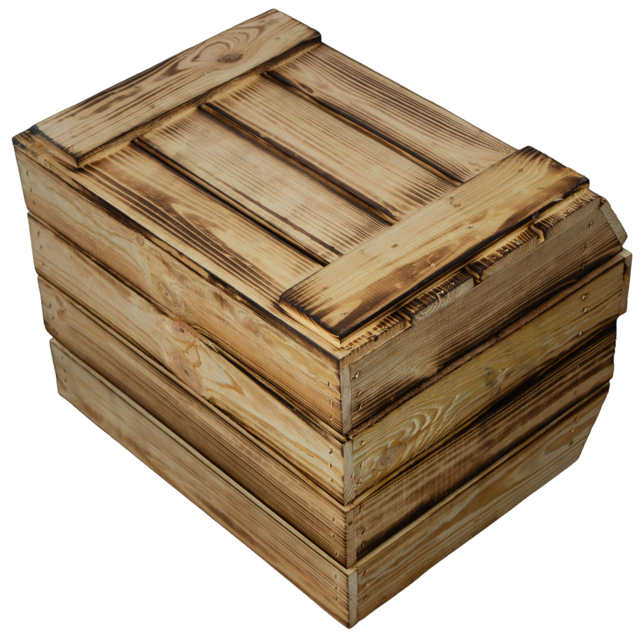 3er Set Küchenregal Olaf 40x33x30 cm in geflammt Gemüsekiste Obsthorde Gemüsekorb Obstschale Holzkiste Obstkiste