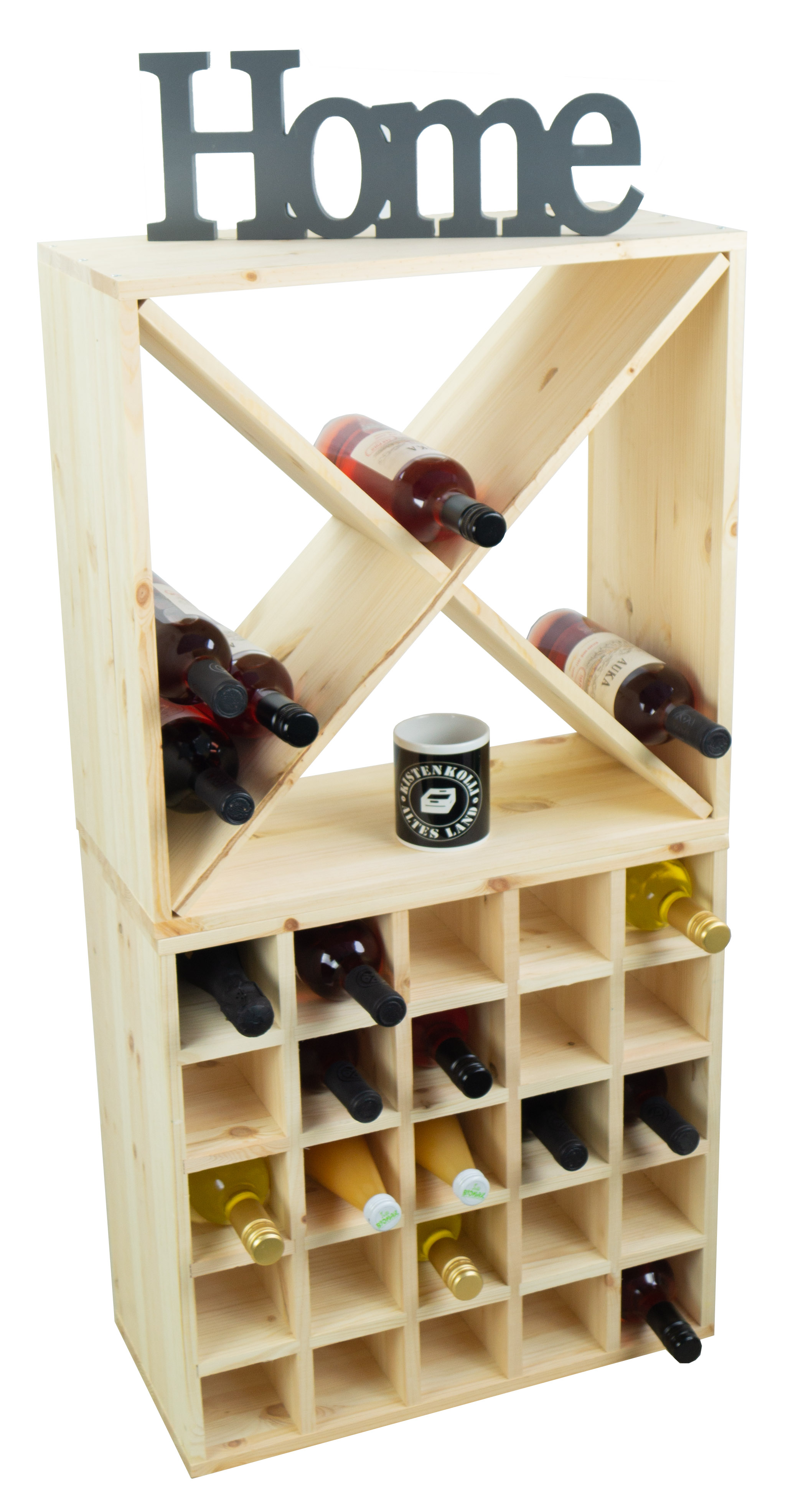 grosses Weinregal Natur 52 x 52 "X" grosses Weinregal Natur 52 x 52 "X"