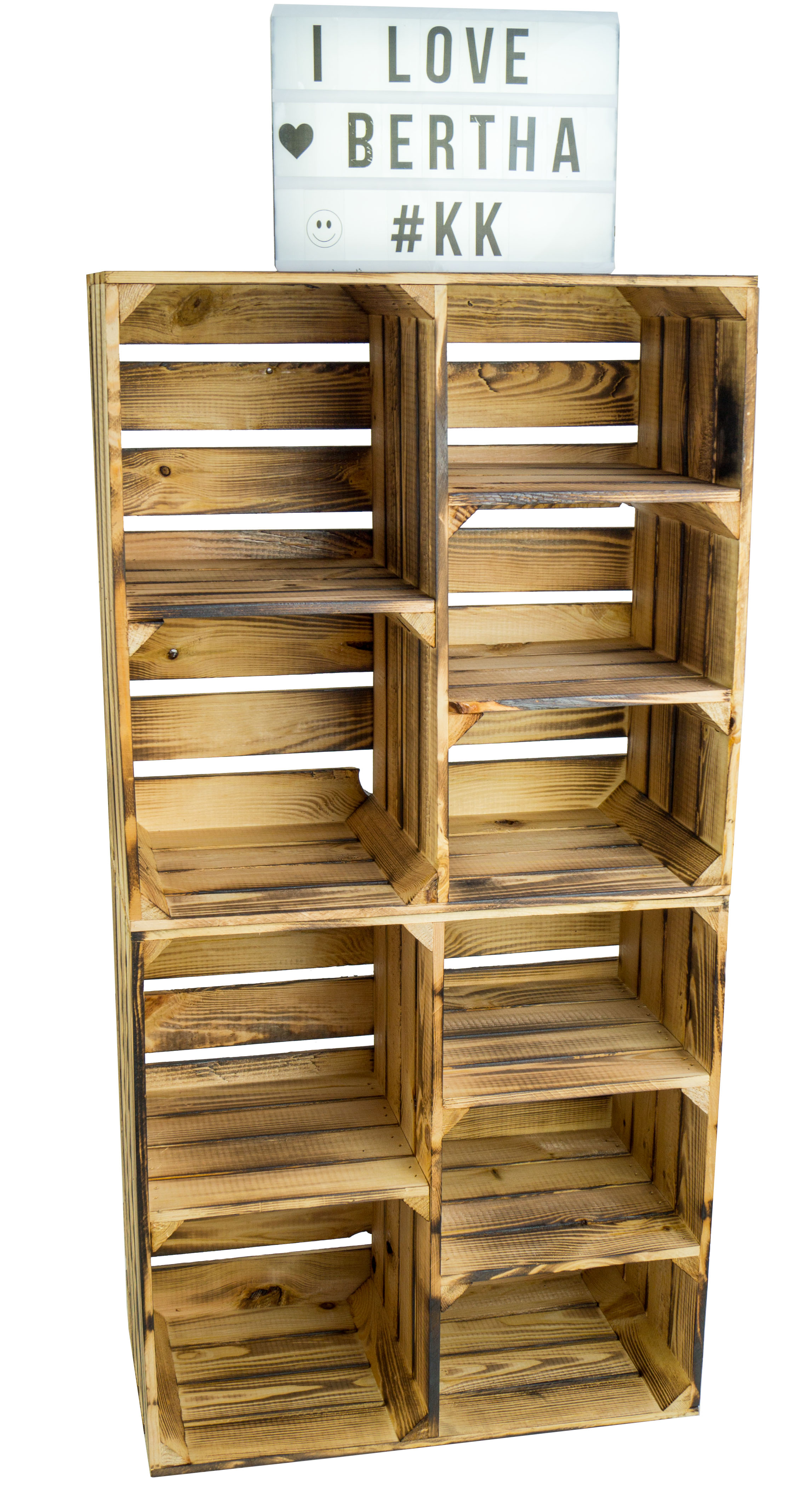 Großes Obstkisten Regal Bertha geflammt 55x55x30cm Großes Obstkisten Regal Bertha geflammt 55x55x30cm