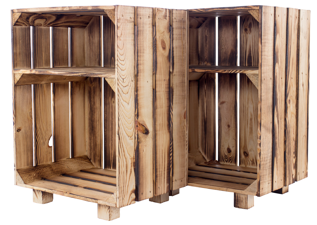 2er Set - Nachttisch mit Boden in *geflammt* 30,5x40x54cm