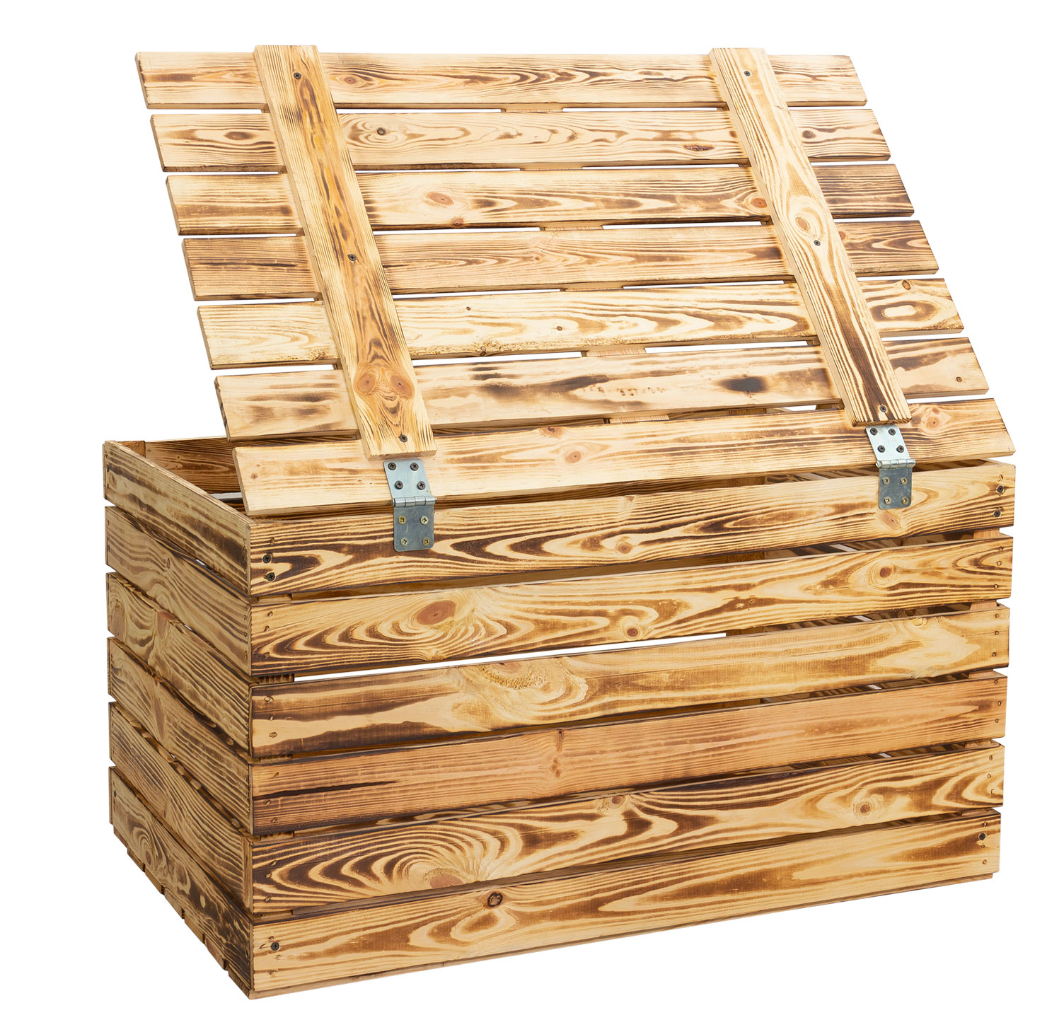 Neue Holztruhe geflammt *groß* 80x50x39cm Neue Holztruhe geflammt *groß* 80x50x39cm