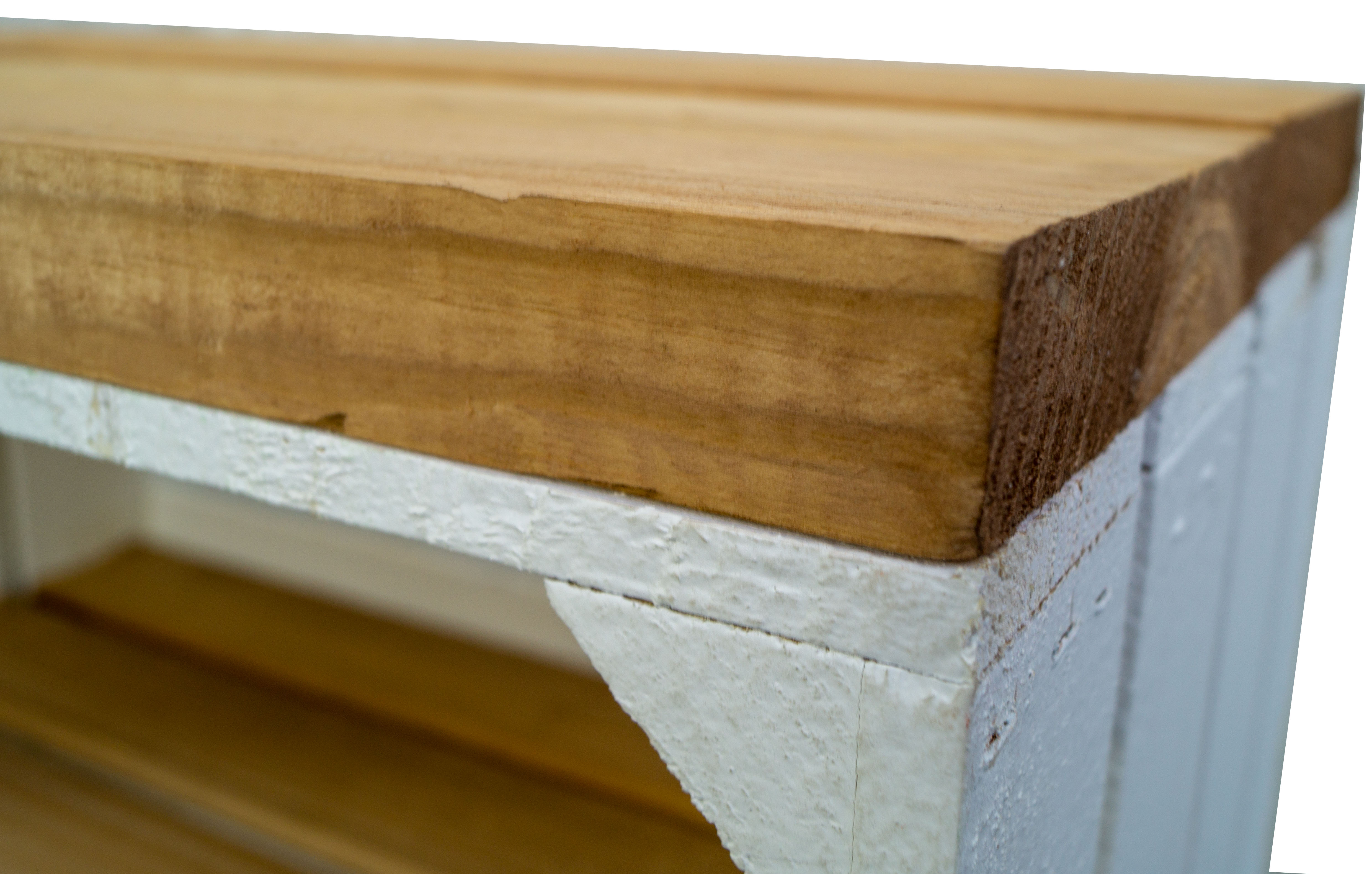 Weißer TV Schrank mit dicken Planken & Mittelbrett Natur Weißer TV Schrank mit dicken Planken & Mittelbrett Natur