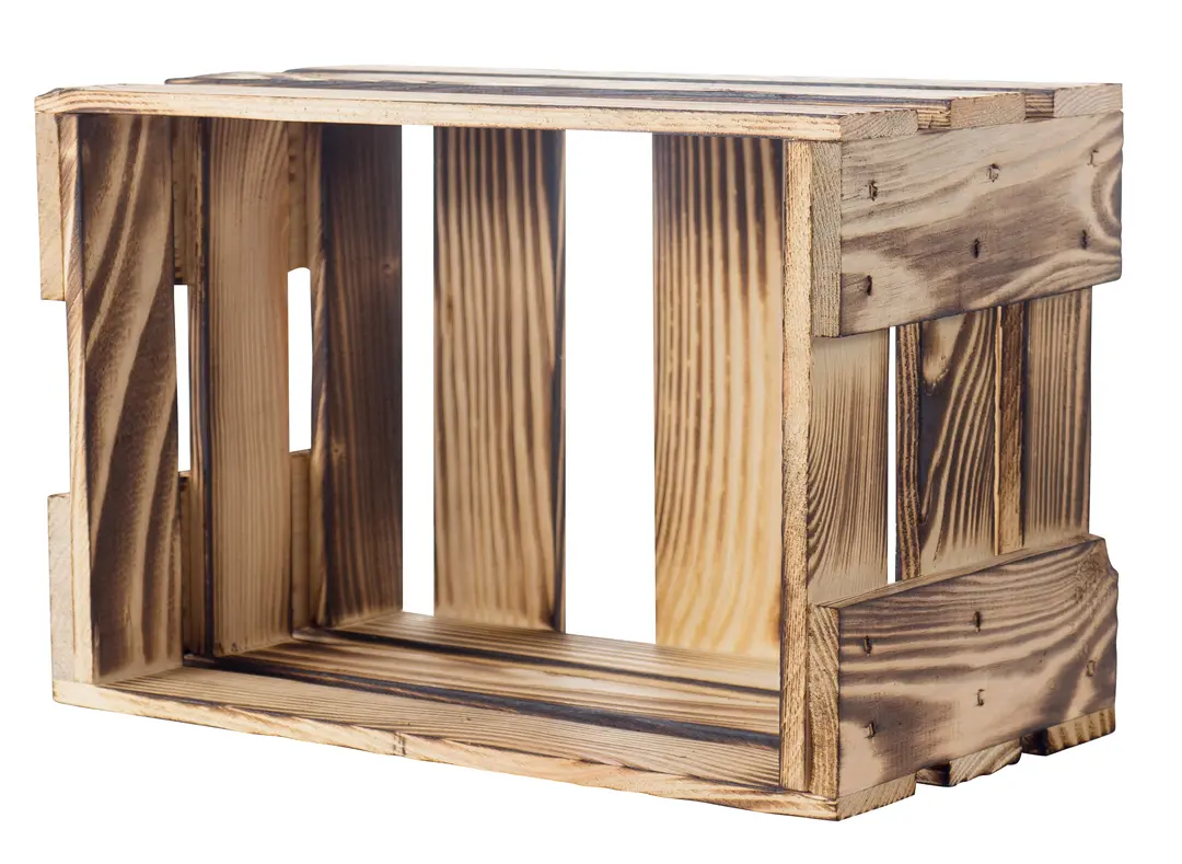 Mini-Weinkiste in geflammt 34x23x19cm