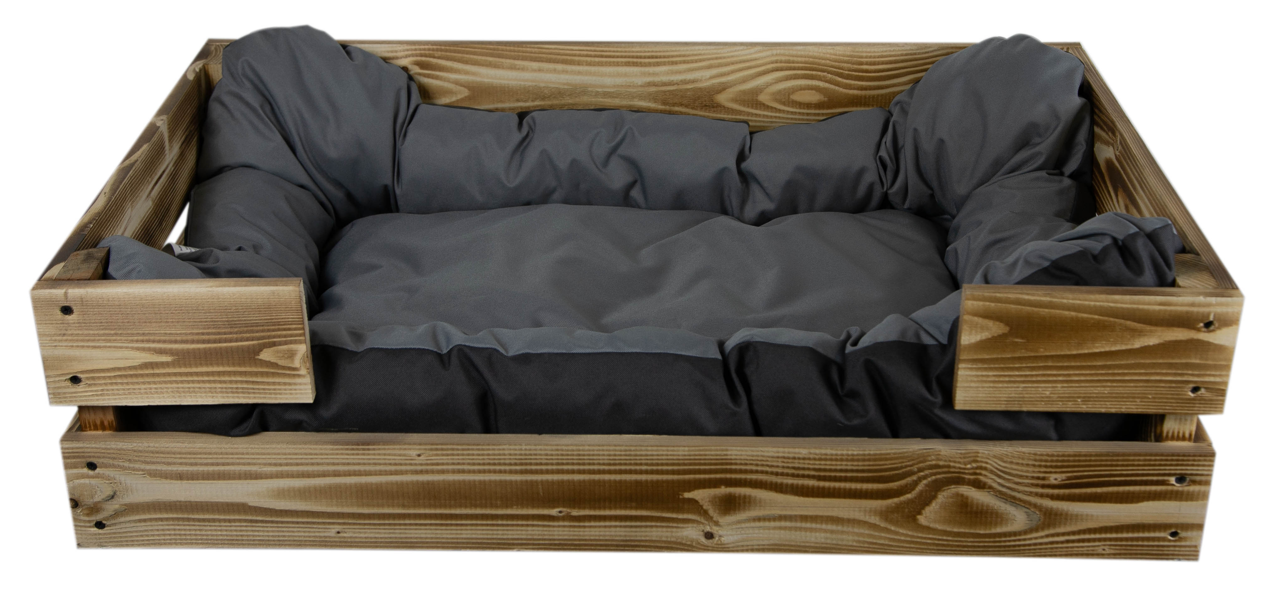 Hundebett Rocky Geflammt mit Kissen grau 80x50x21cm Hundebett Rocky Geflammt mit Kissen grau 80x50x21cm