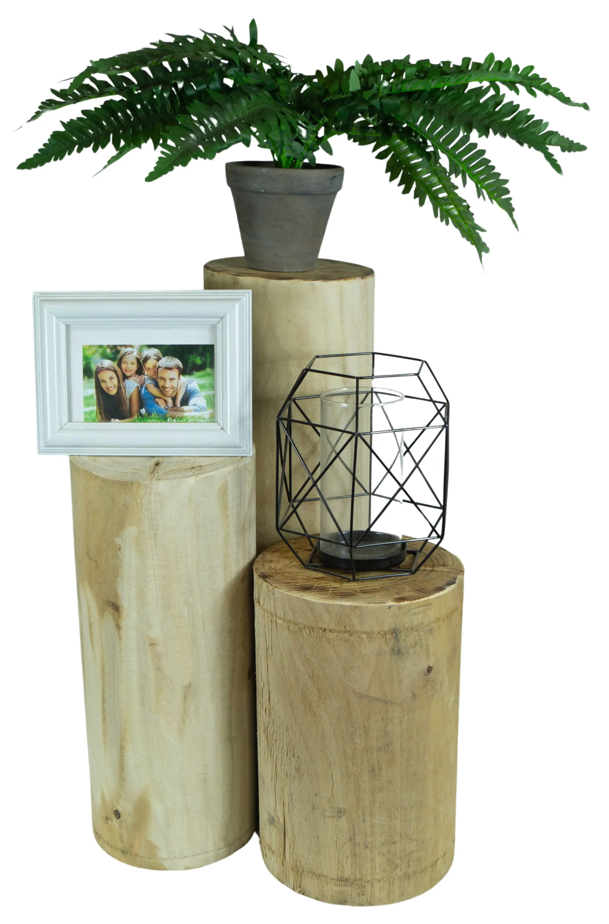 Rustikaler Holzstamm glatt ohne Rinde im 3er Set 30-50cm 16-20cm Durchmesser Rustikaler Holzstamm glatt ohne Rinde im 3er Set 30-50cm 16-20cm Durchmesser