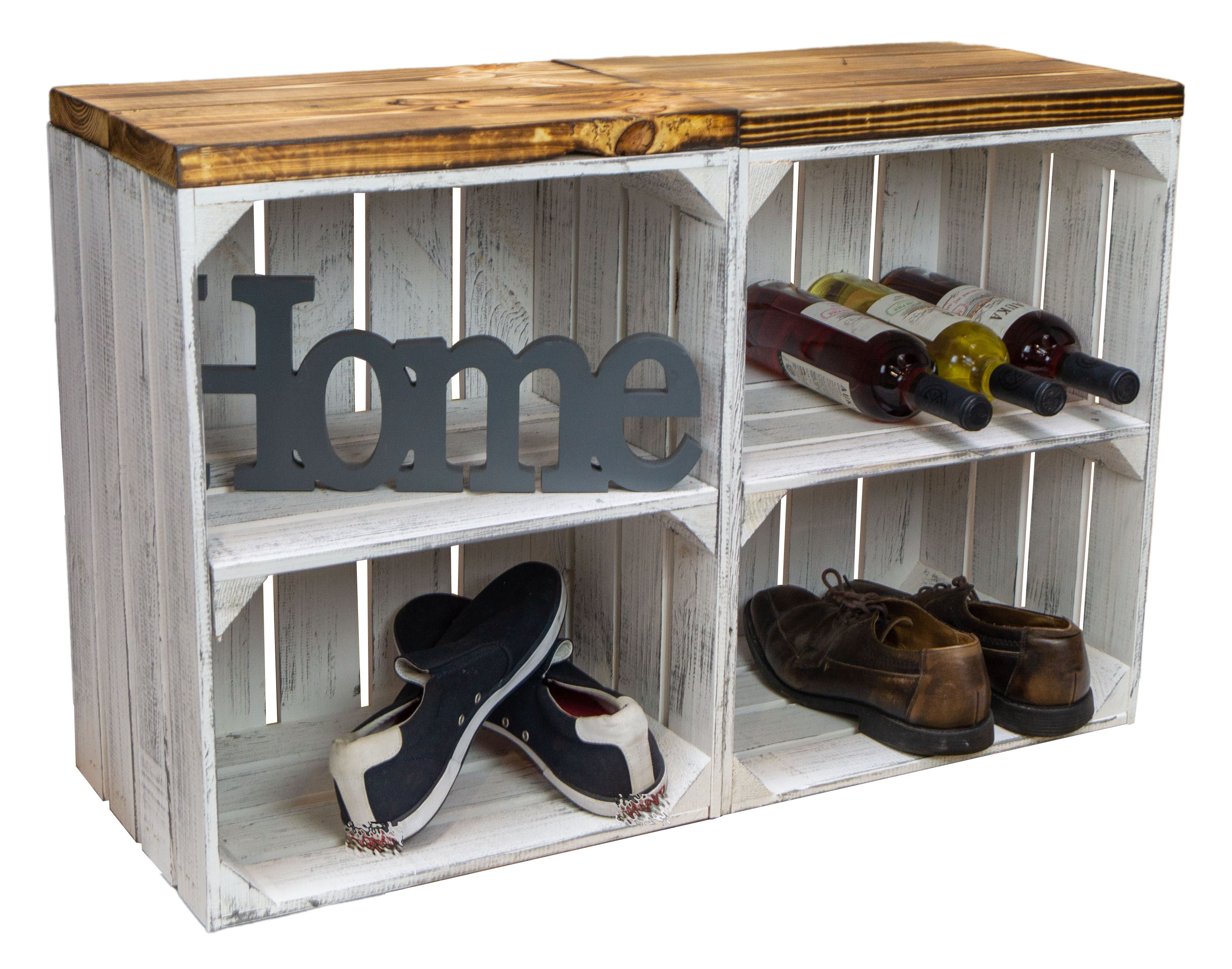 Hocker Anne shabby weiss Quer - Holzplanken flam. Hocker Anne shabby weiss Quer - Holzplanken flam.