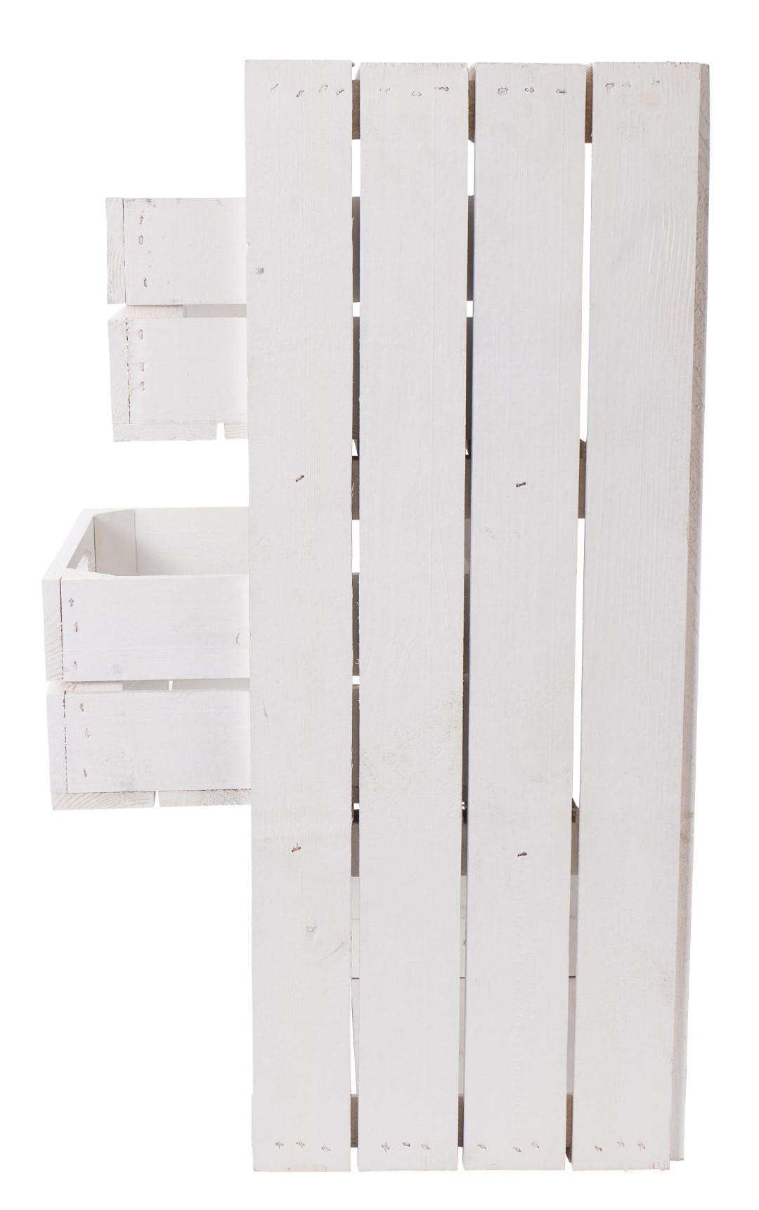 Weiße schmale Regalkiste mit Schubladen 68x40x31cm