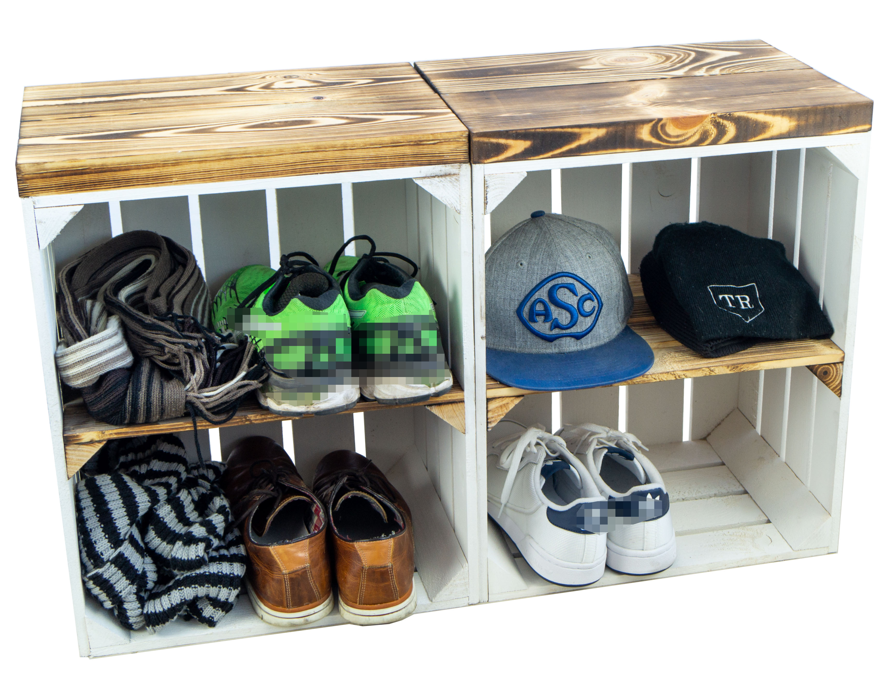 Hocker Anne weiss flam Quer flam Planke Hocker Anne weiss flam Quer flam Planke