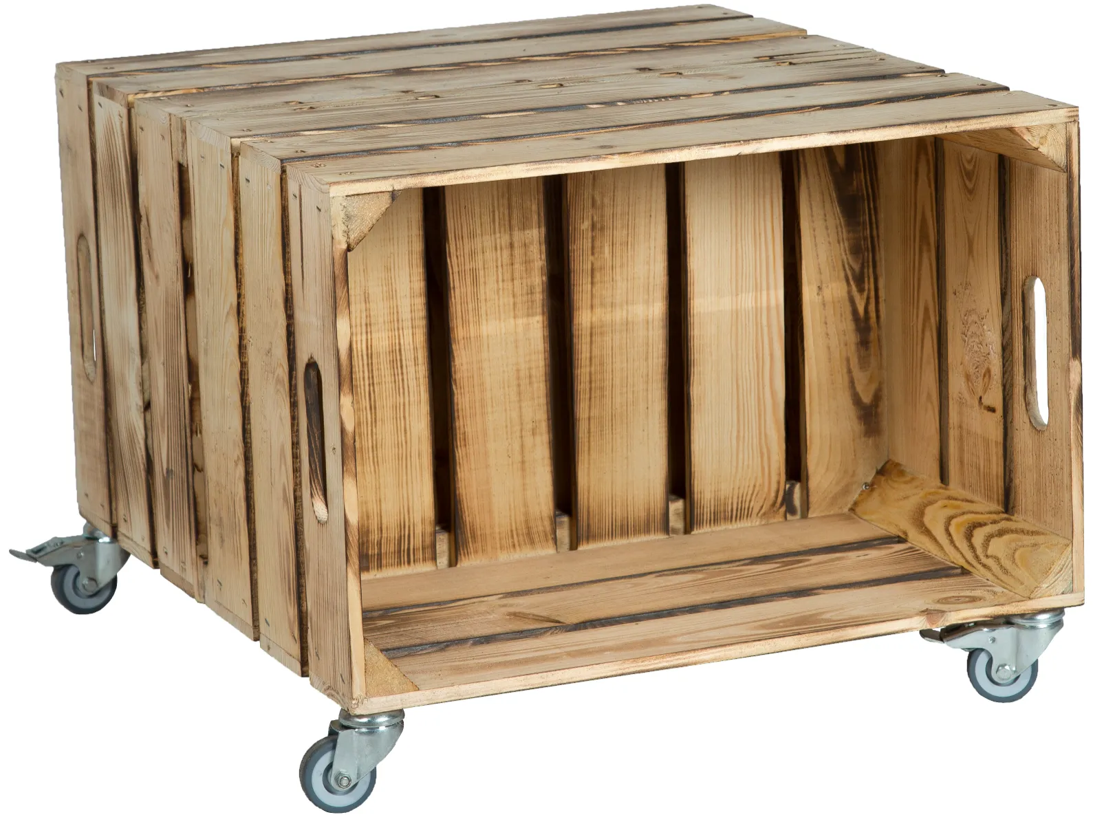 Wohnzimmertisch Beistelltisch Elfriede geflammt inkl. Rollen