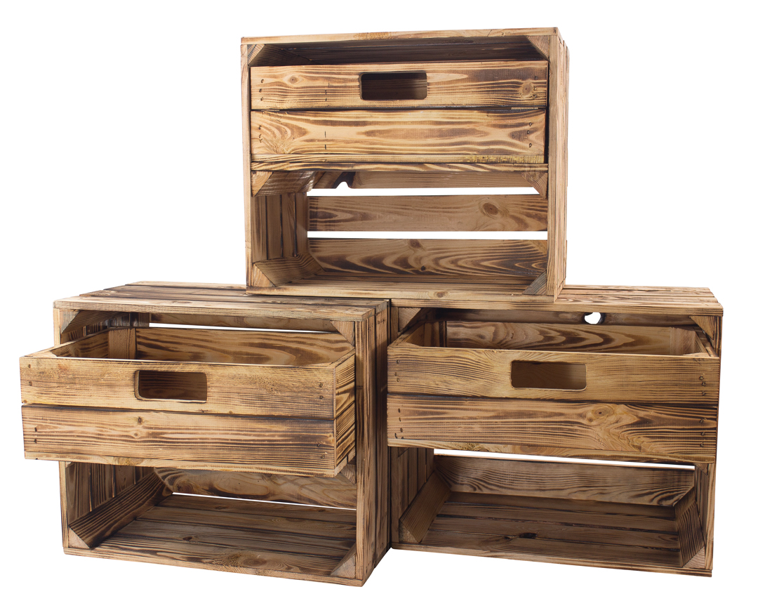 Geflammte Kiste mit Schublade 50x40x30cm Geflammte Kiste mit Schublade 50x40x30cm