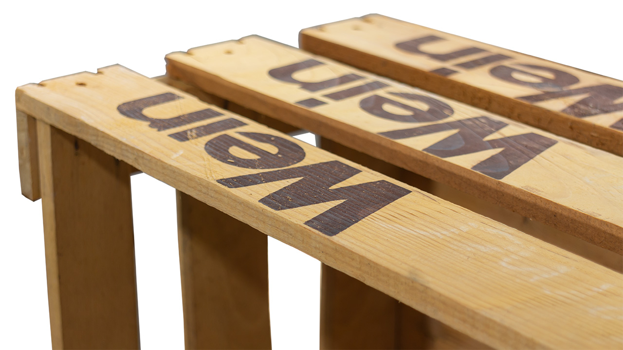 Helle Badische Weinkiste "Wein Wein Wein" 50x35x28 cm