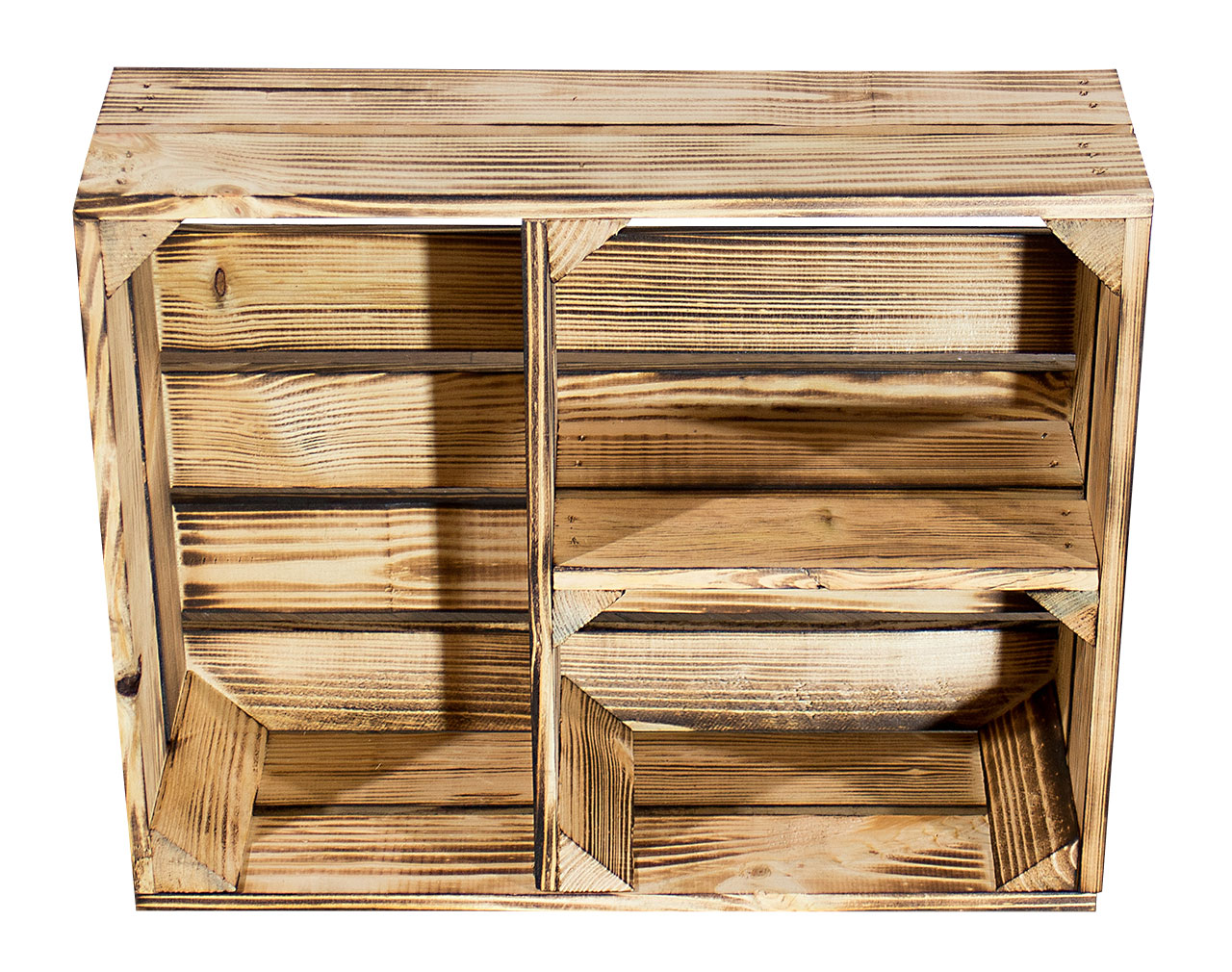 Flache geflammte Kiste mit T Trenner 50x40x15cm 6x Flache geflammte Kiste mit T Trenner