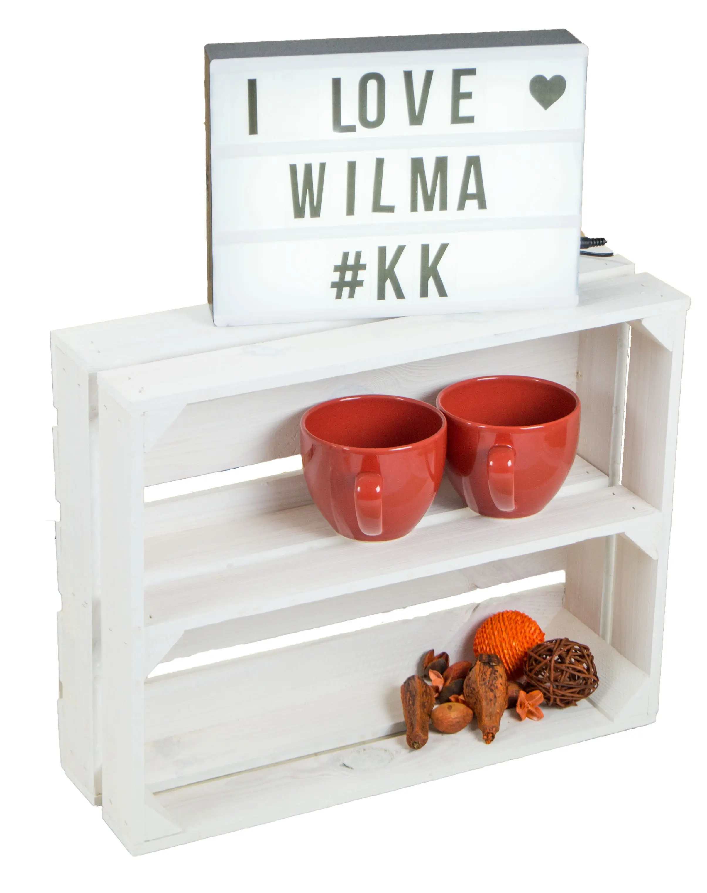 Flaches Obstkistenregal "Wilma Längs" weiß Flaches Obstkistenregal "Wilma Längs" weiß