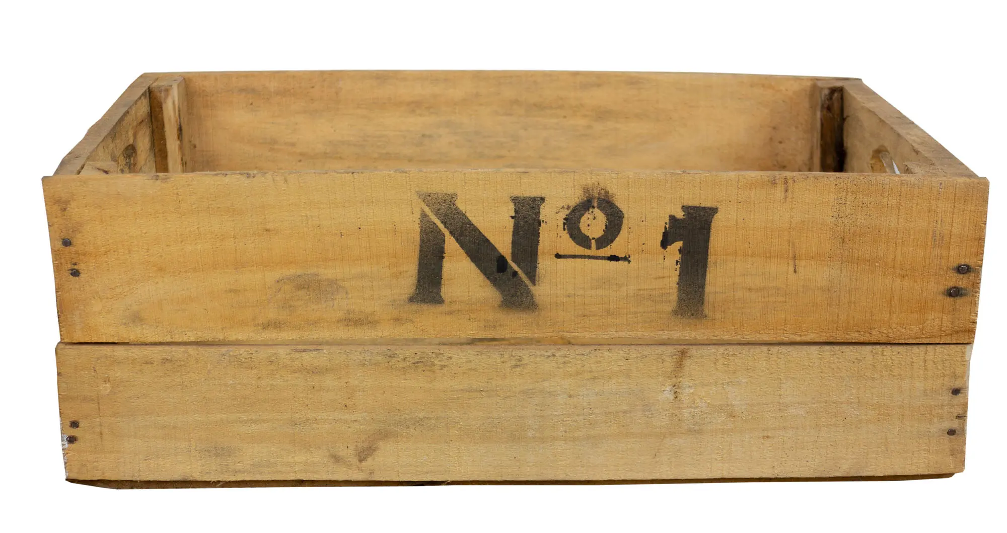 Alte Holzkiste mit Aufdruck No1 48,5x30x18,5cm (XXL)