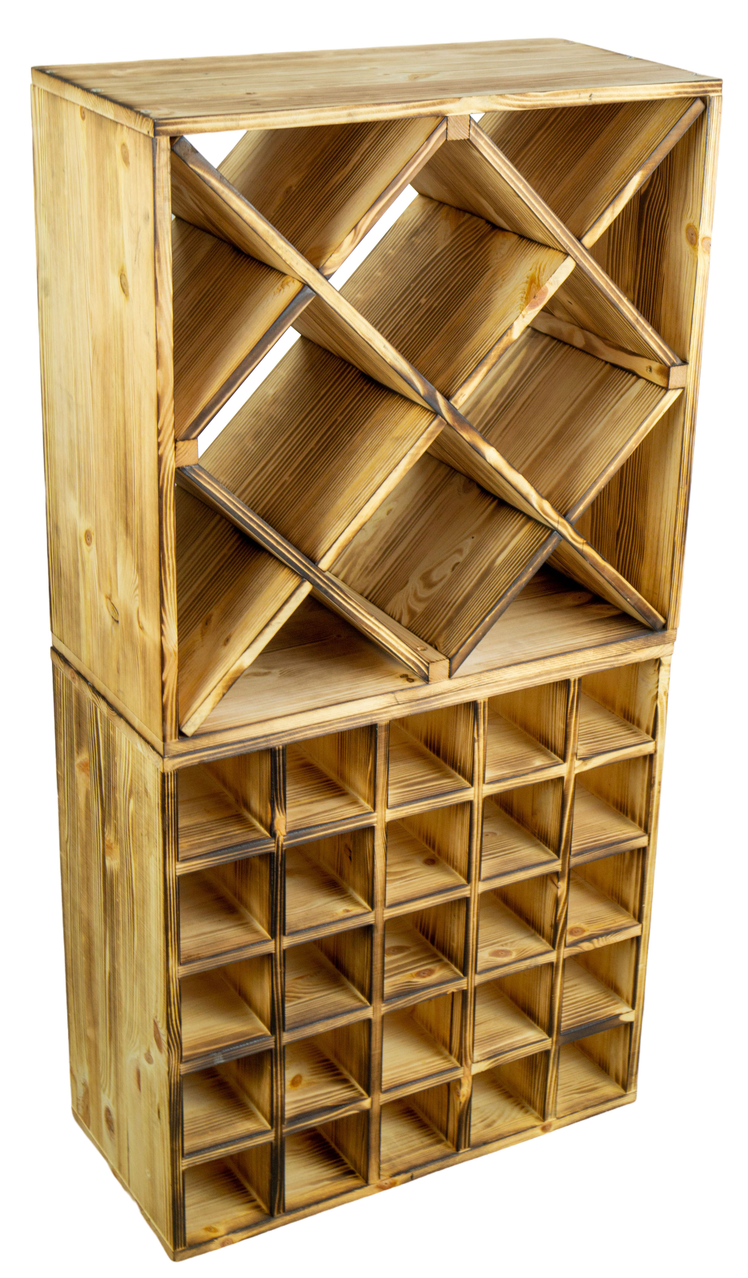 Großes Weinregal geflammt 52 x 52 "25er" Großes Weinregal geflammt 52 x 52 "Raute"