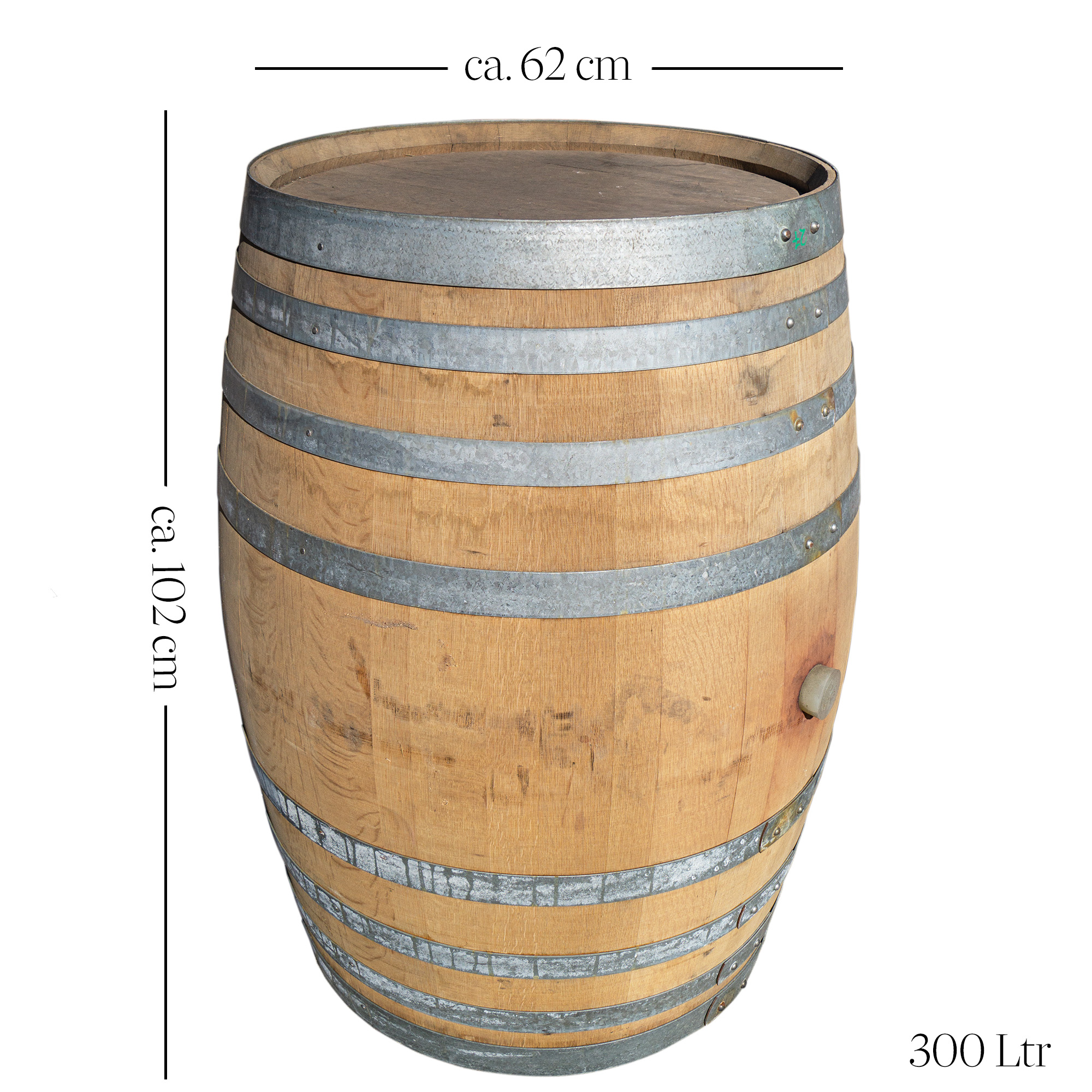 Gebrauchtes Weinfass 300L kaufen – Eichenfass für Garten, Deko & Möbelbau 