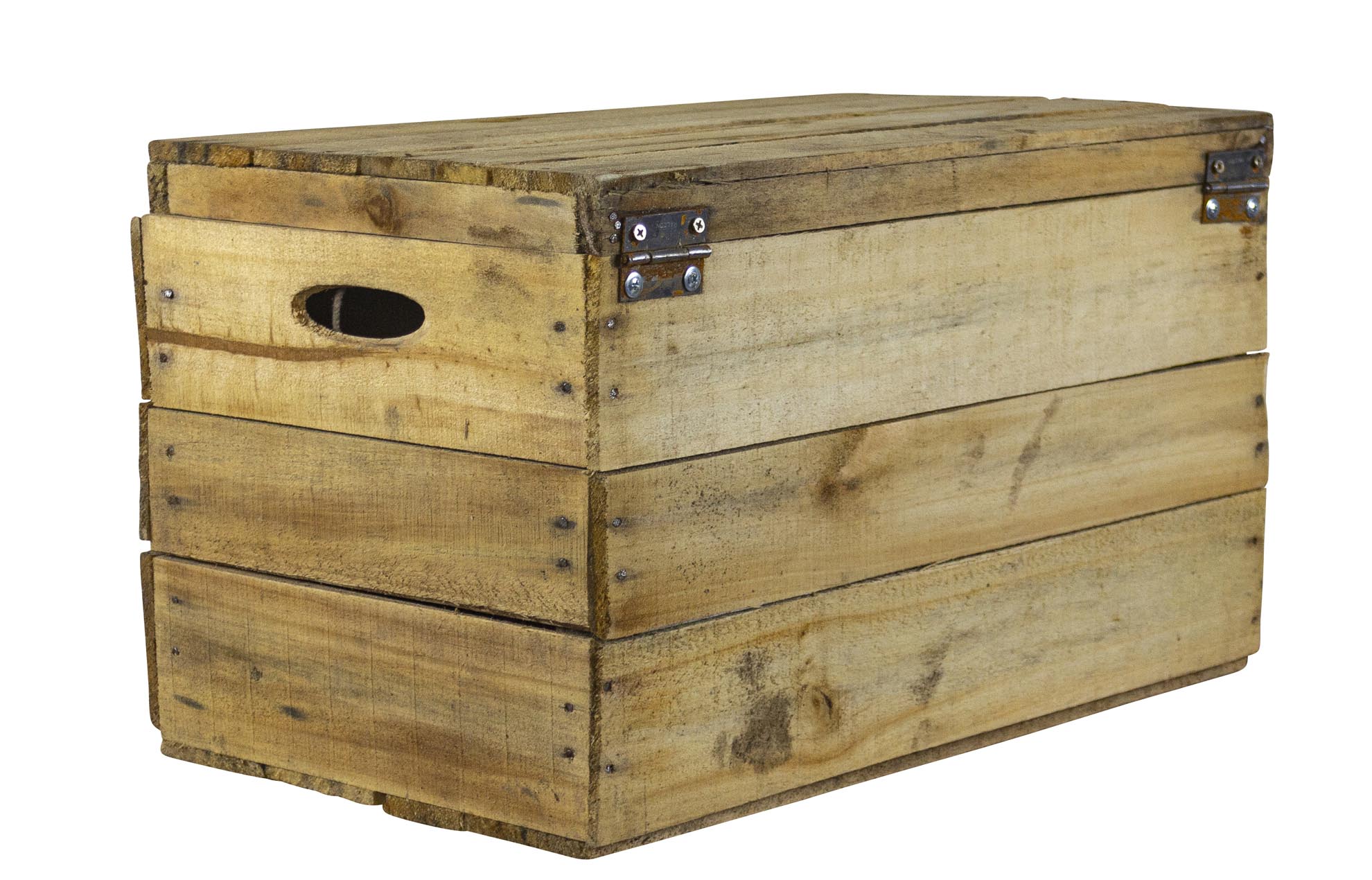 Rustikale Obstkiste mit Deckel und Aufdruck Whisky 50x31x28cm