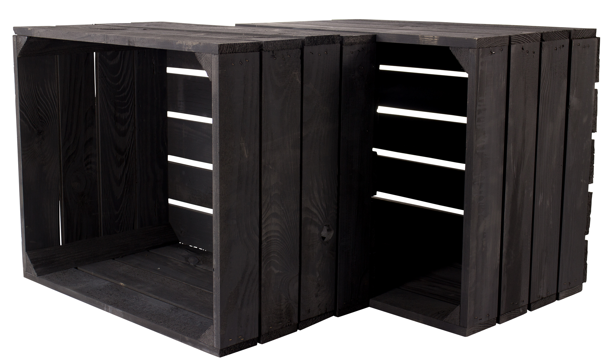 4x Schwarze Apfelkiste 50x40x30cm