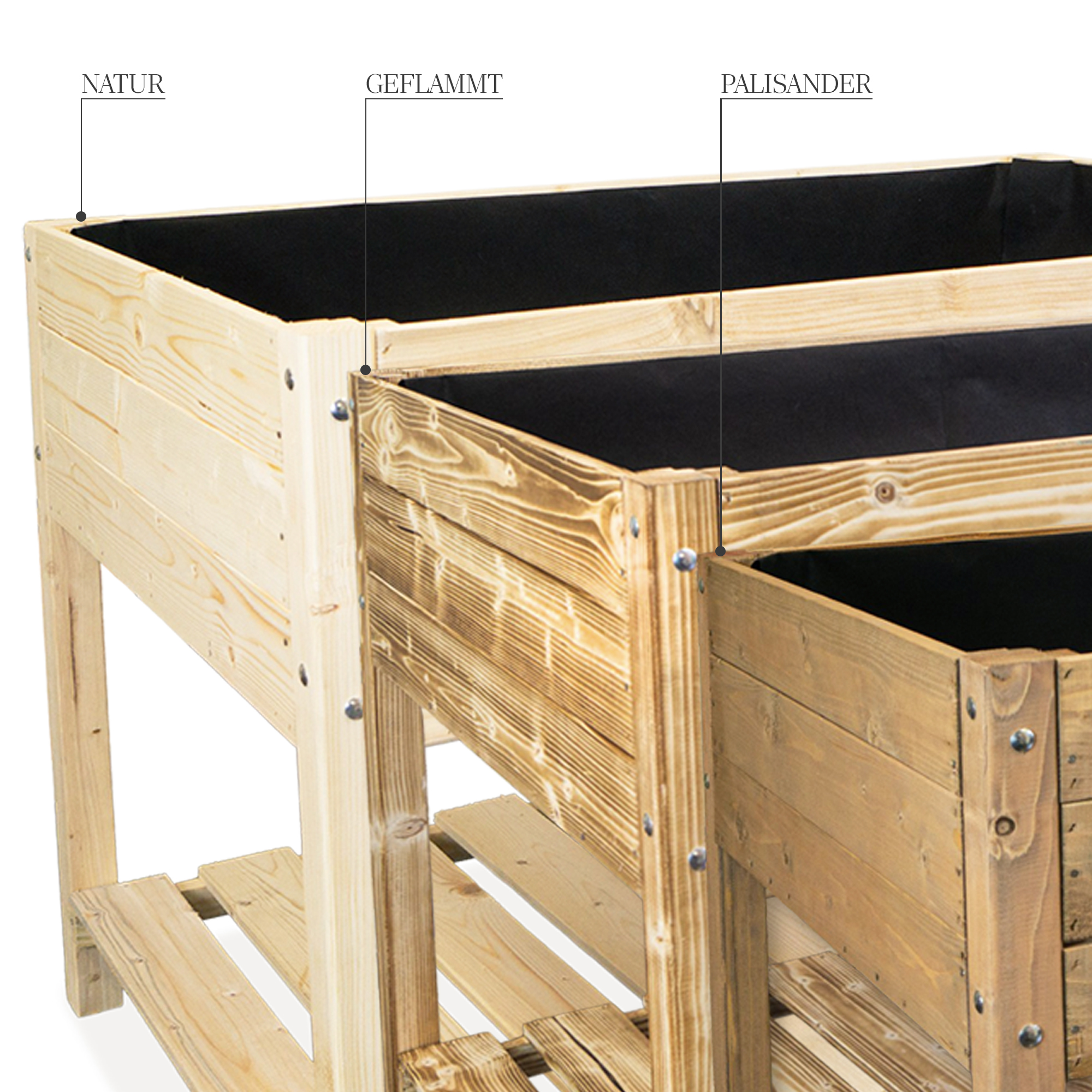 Hochbeet XL 118x79x78cm Geflammt Hochbeet XL 118x79x78cm Natur