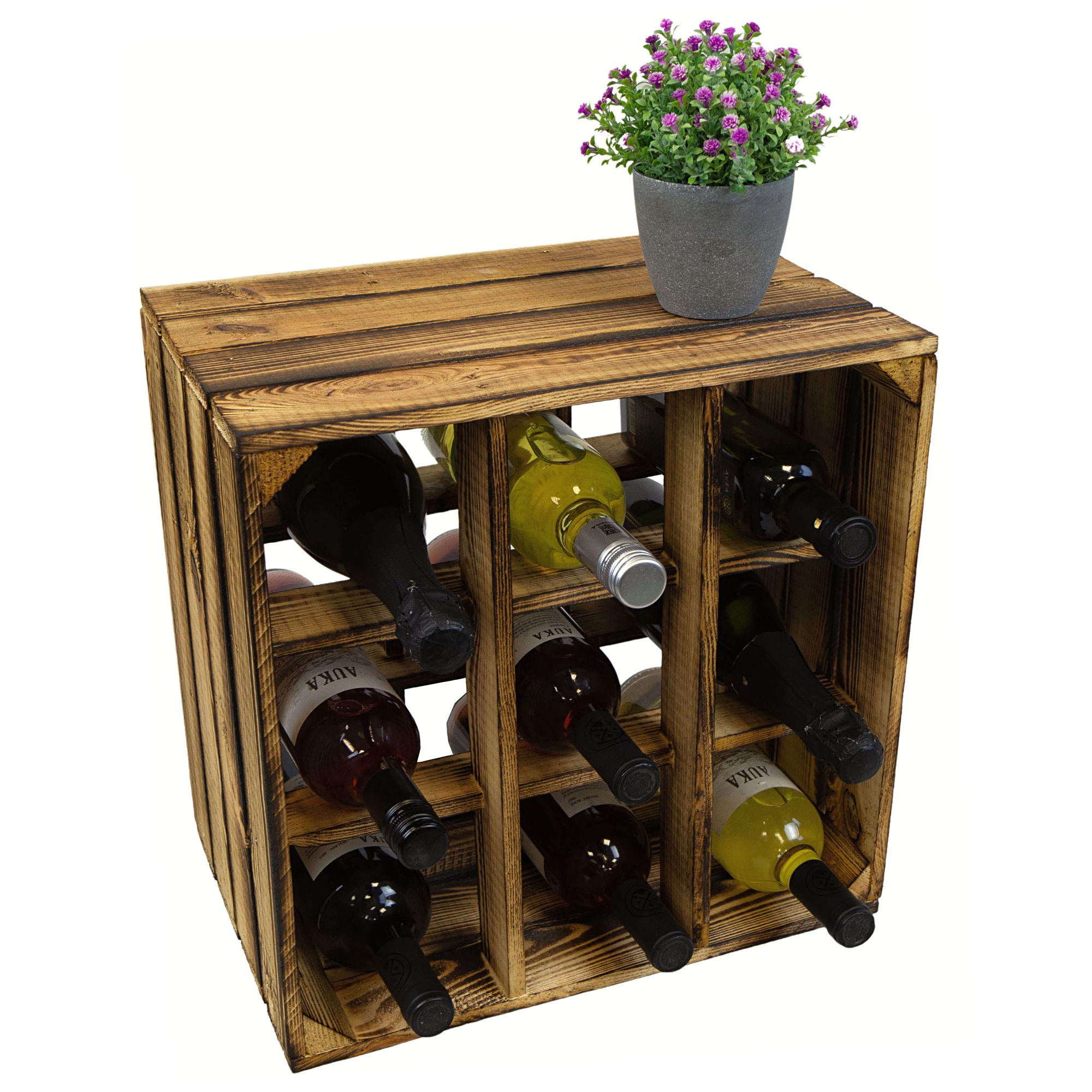 Weinregal 9er mit geflammter Einlage 40x40x27cm
