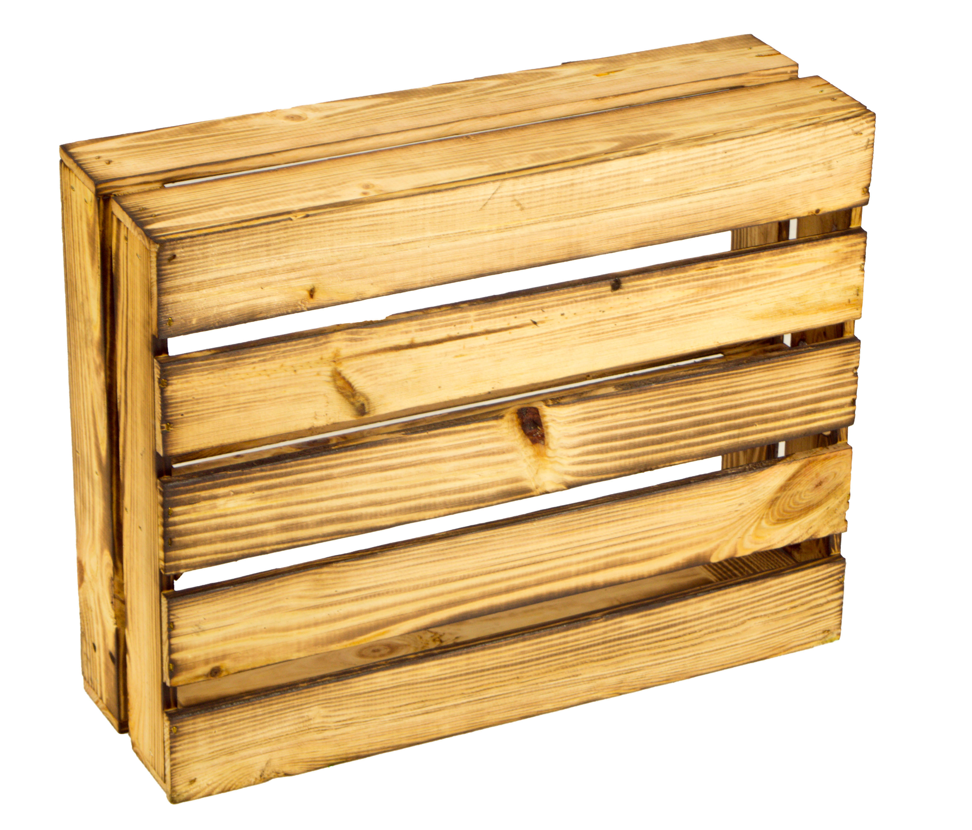 Flaches Obstkistenregal "Wilma Längs" geflammt Flaches Obstkistenregal "Wilma Längs" geflammt