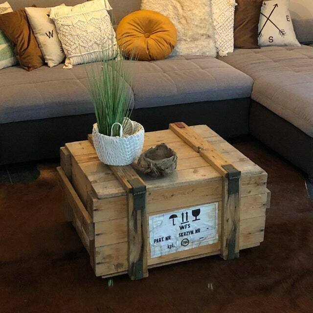 Munitionskiste Natur groß Munitionsbehälter Möbelgestell Bett Couch Wohnzimmertisch Aufbewahrungskiste Vintage Transportkiste Schatztruhe
