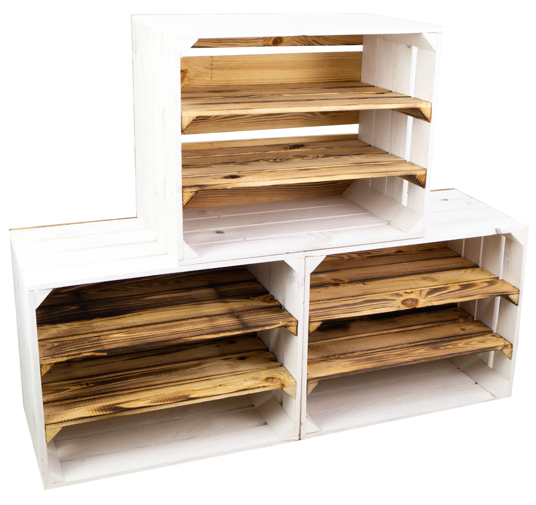 Regalkiste WEIß "Paula" doppelt geflammt LÄNGS