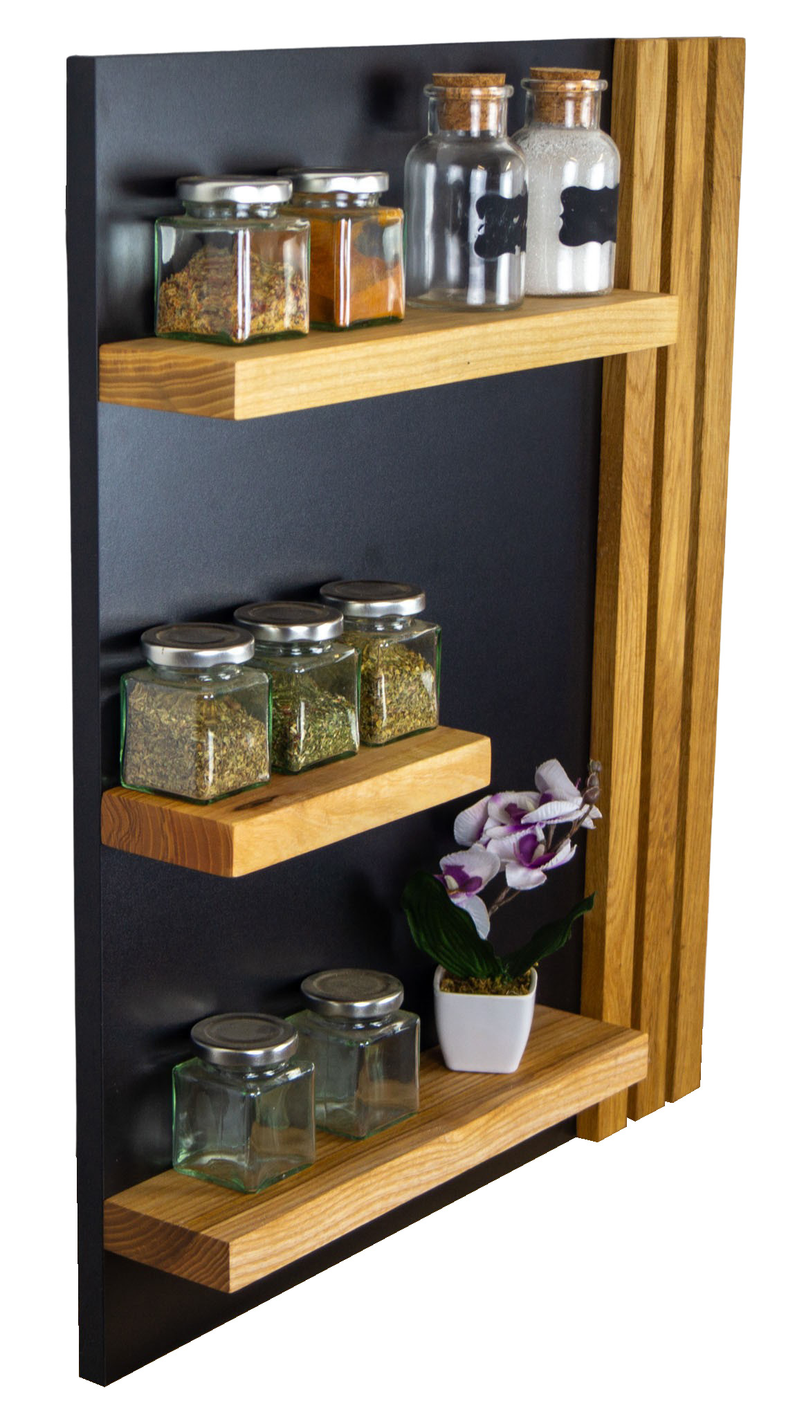 Kleines Gewürzregal "Liese" in schwarz mit 3 Ebenen Kleines Gewürzregal "Liese" in schwarz mit 3 Ebenen