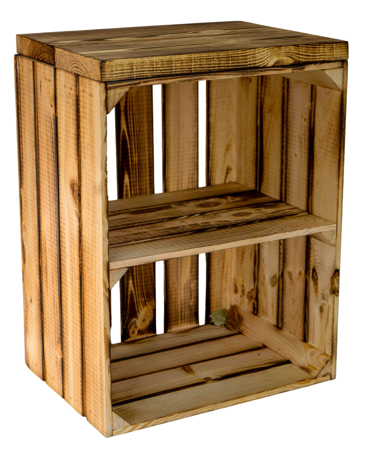 Sitzkiste Anne geflammt Quer Sitzfläche aus dicken geflammten Holzplanken