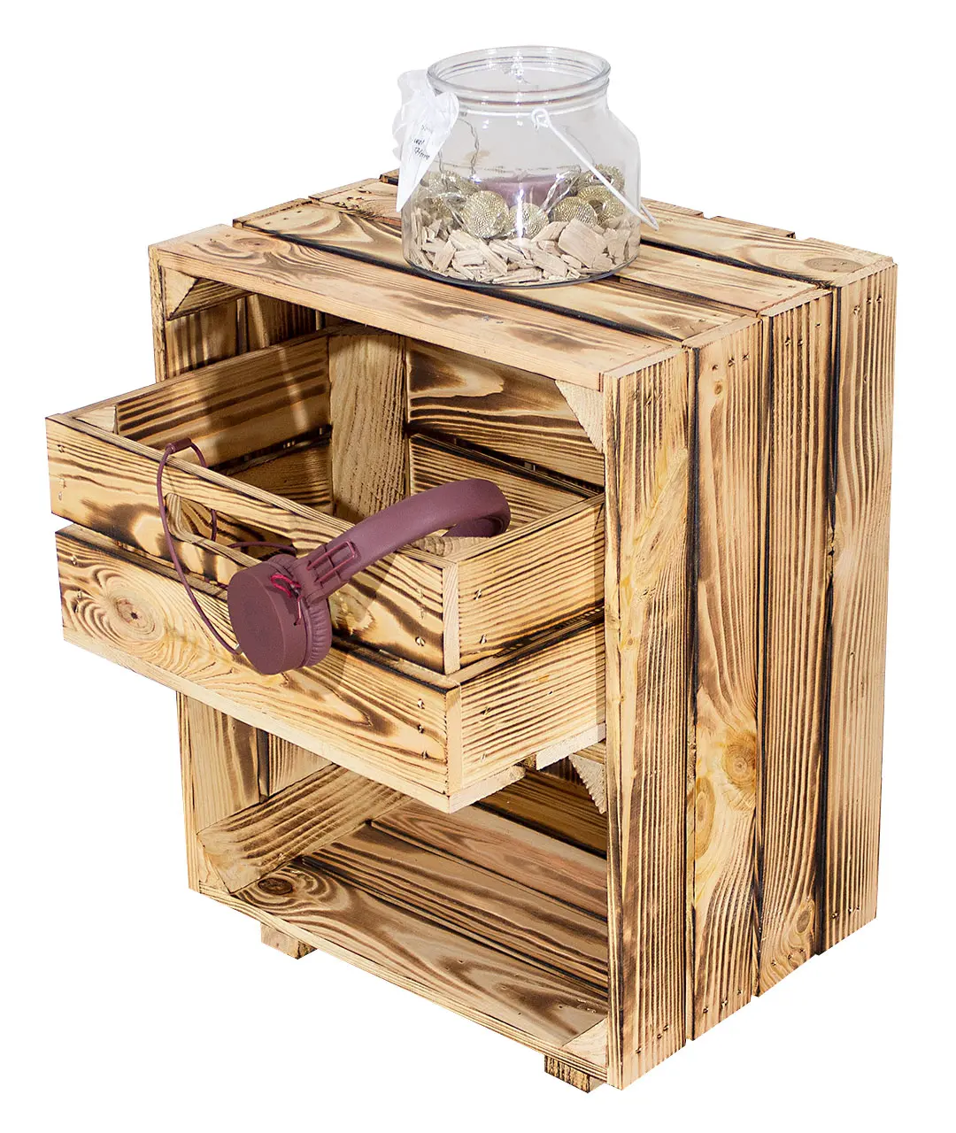 Geflammter Nachttisch mit Schublade 30,5x40x54cm Geflammter Nachttisch mit Schublade 30,5x40x54cm