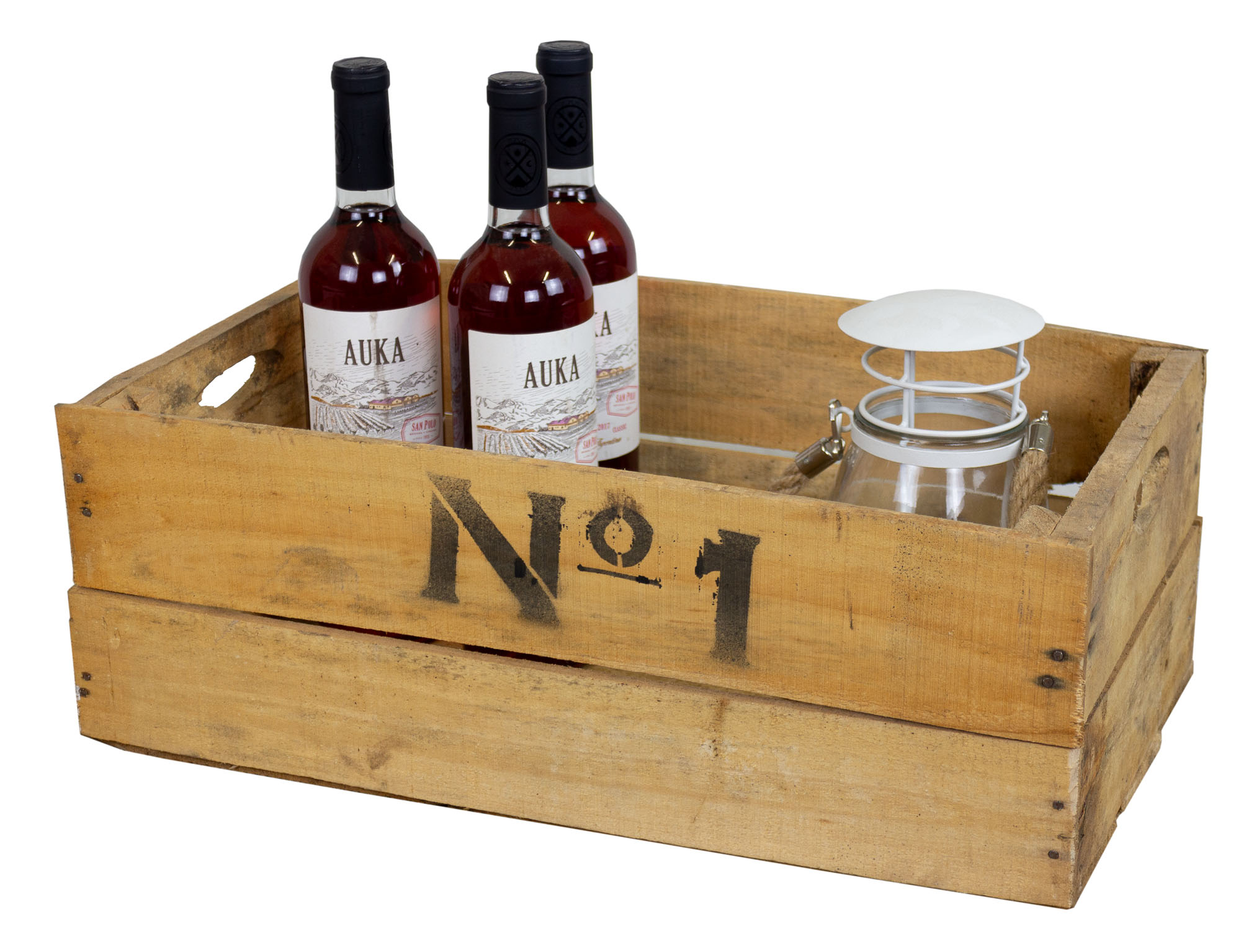 Alte Holzkiste mit Aufdruck No1 48,5x30x18,5cm (XXL)