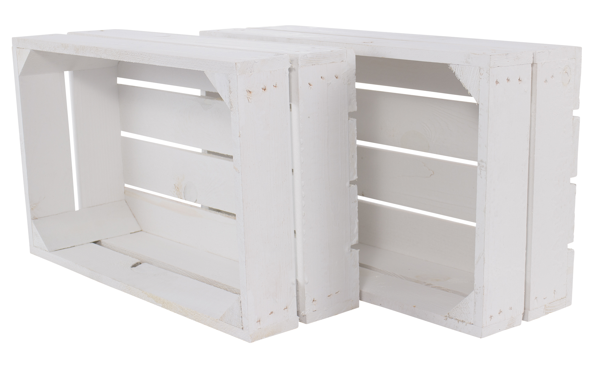 4x Kleine weiße Holzkiste ohne Mittelbrett