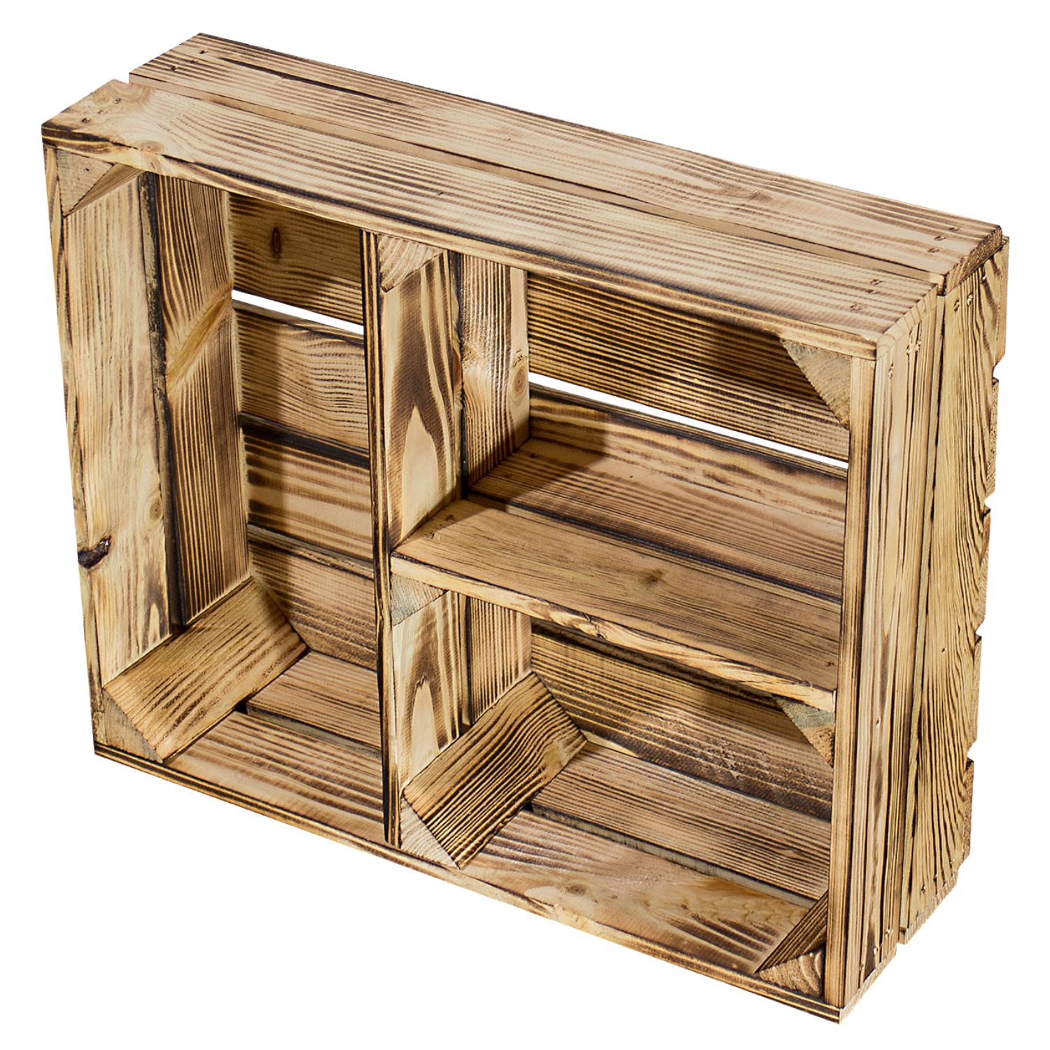 Flache geflammte Kiste mit T Trenner 50x40x15cm Flache geflammte Kiste mit T Trenner 50x40x15cm