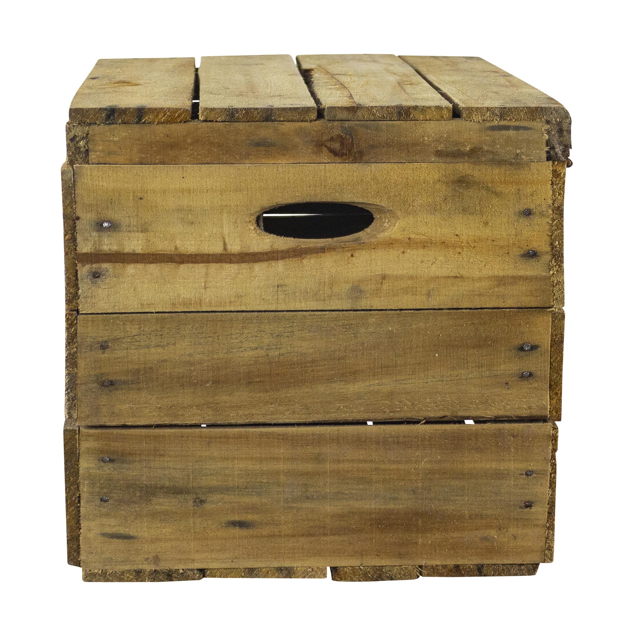 Rustikale Obstkiste mit Deckel und Aufdruck Whisky 50x31x28cm