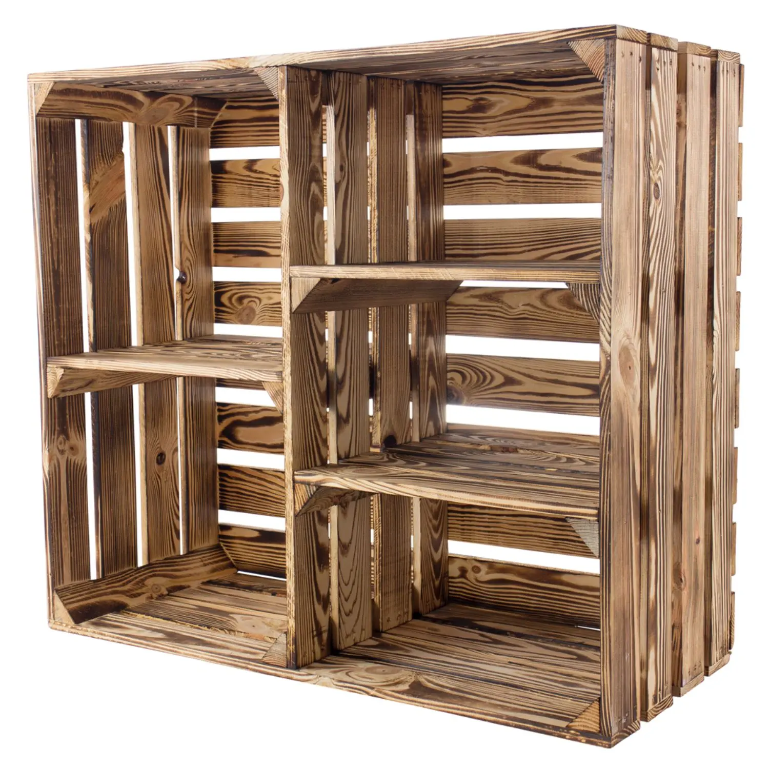 Geflammter Holzschrank mit 3 Mittelbretter 77x68x33cm Geflammter Holzschrank mit 3 Mittelbretter 77x68x33cm