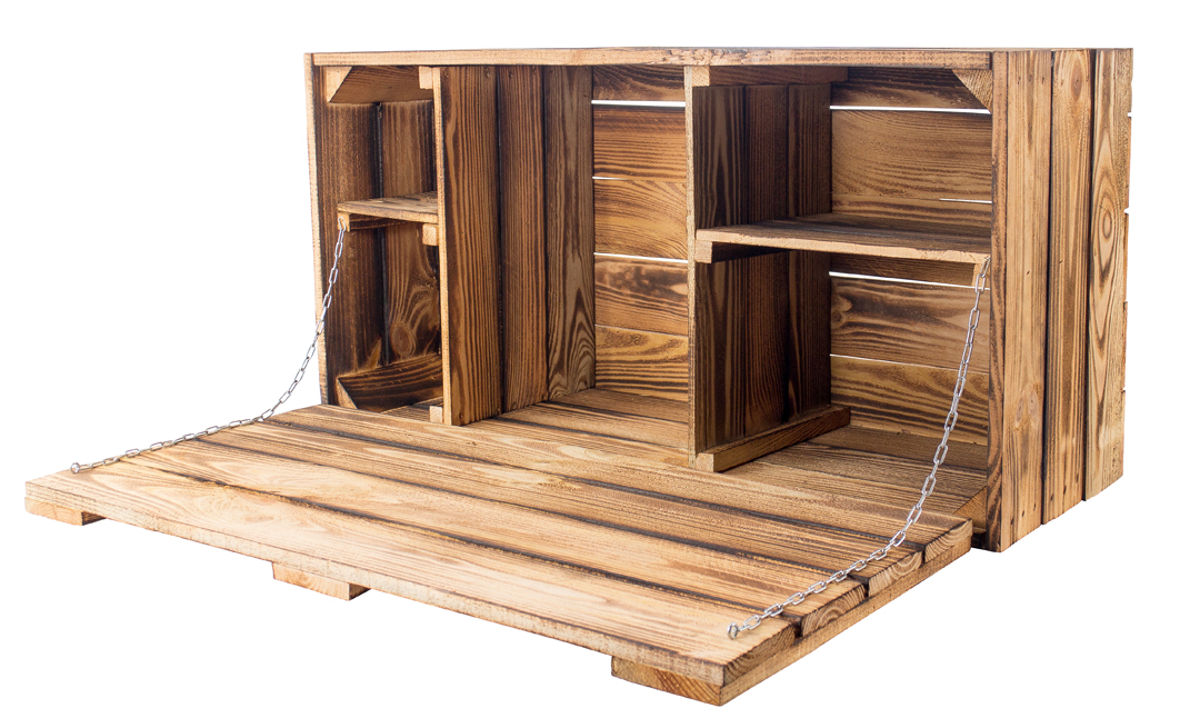 XXL Minibar aus geflammten Kisten XXL Minibar aus geflammten Kisten