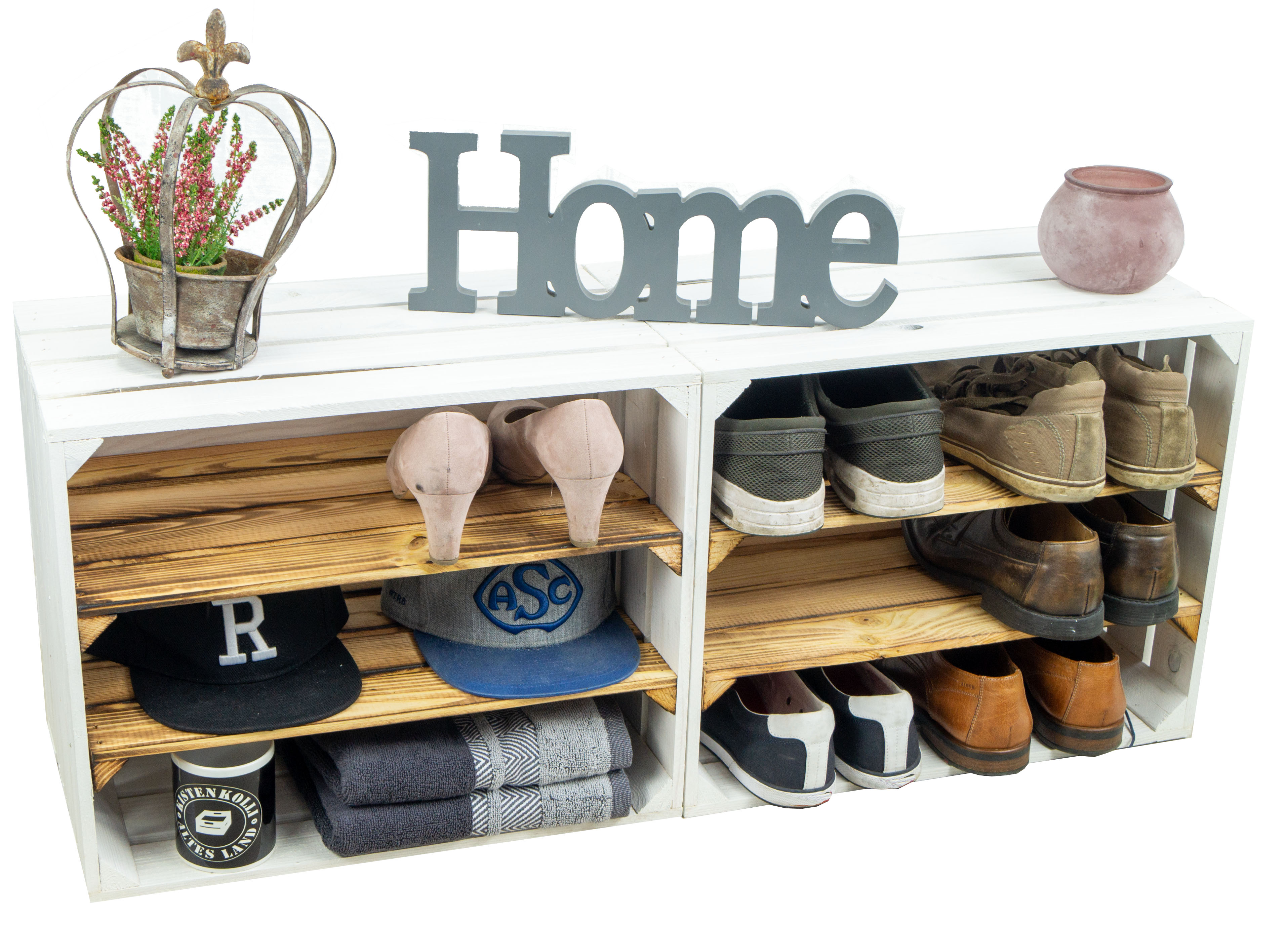 Regalkiste WEIß "Johanna" doppelt geflammt LÄNGS Regalkiste WEIß "Johanna" doppelt geflammt LÄNGS