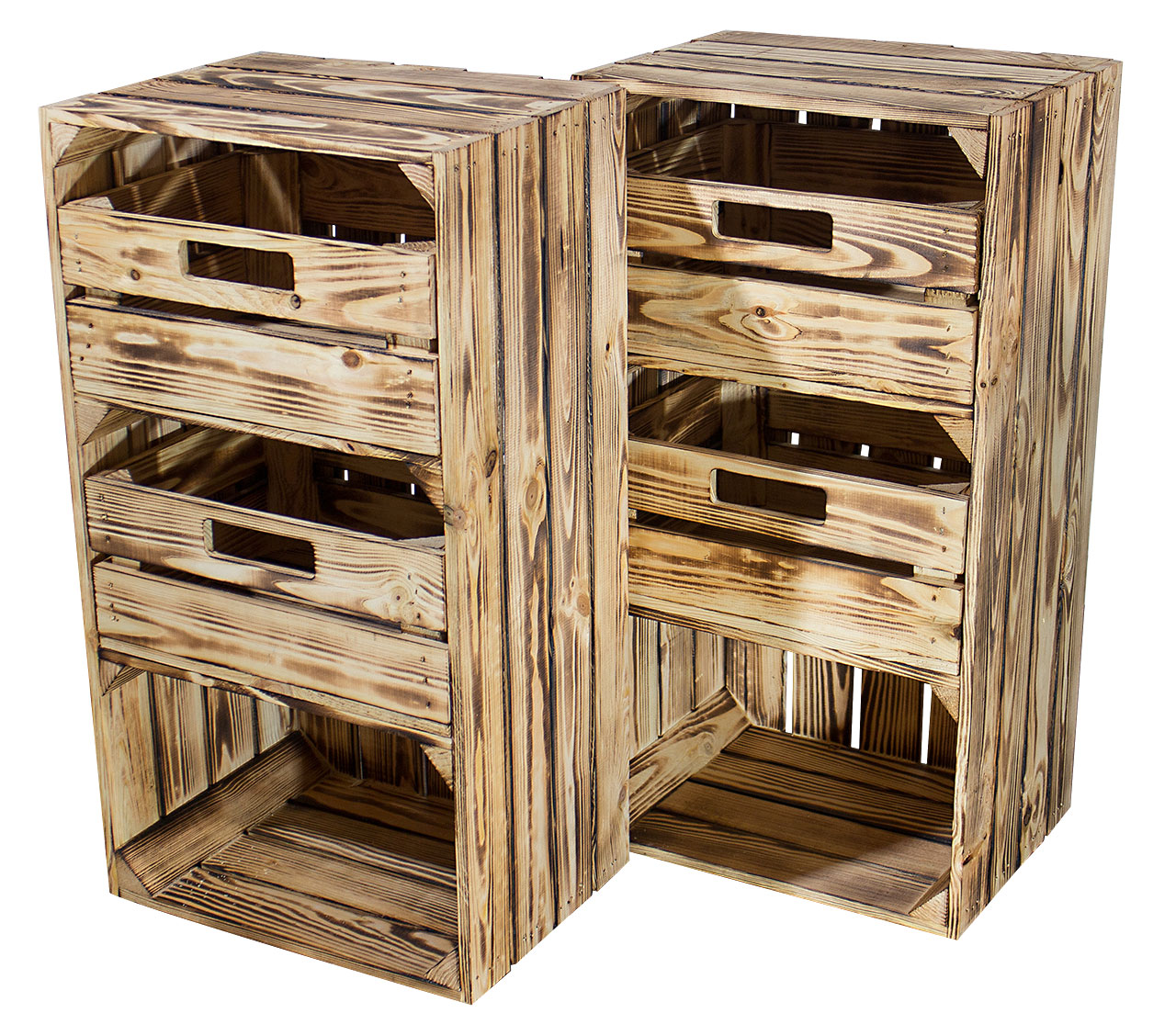 2x Geflammte schmale Regalkiste mit Schublade
