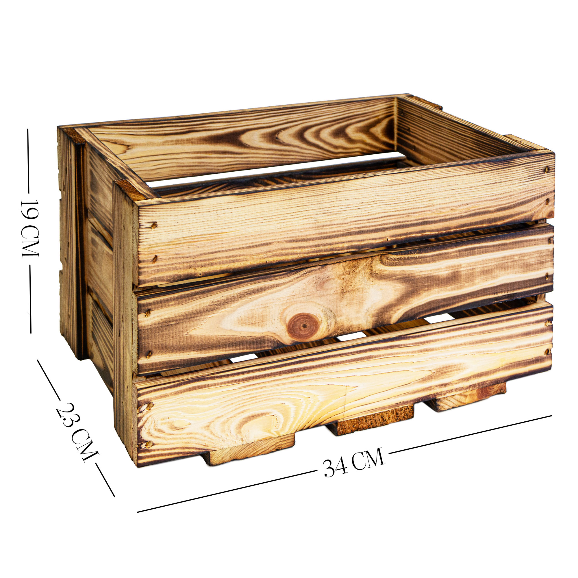 Mini-Weinkiste in geflammt 34x23x19cm