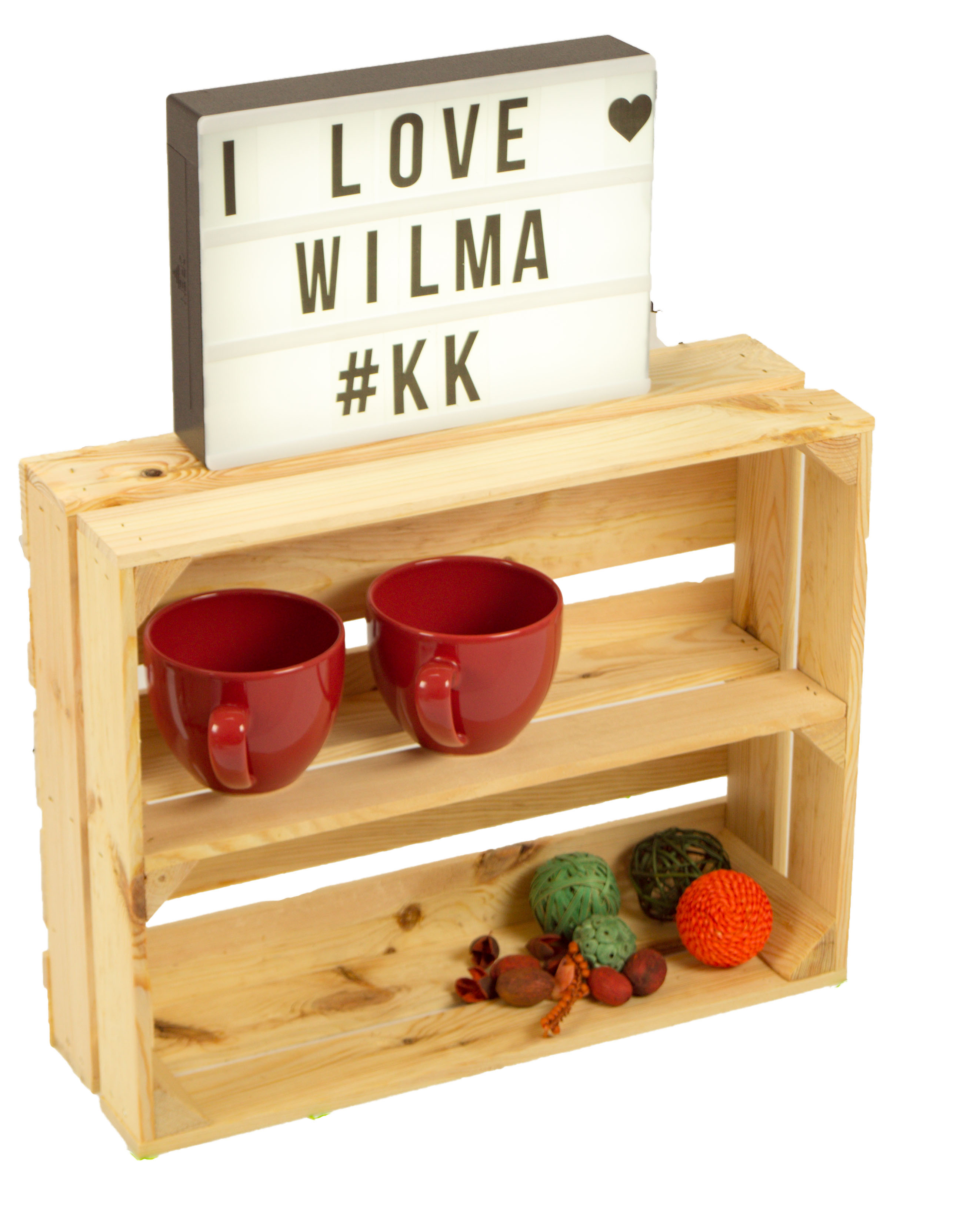 Flaches Obstkistenregal "Wilma Längs" natur Flaches Obstkistenregal "Wilma Längs" natur