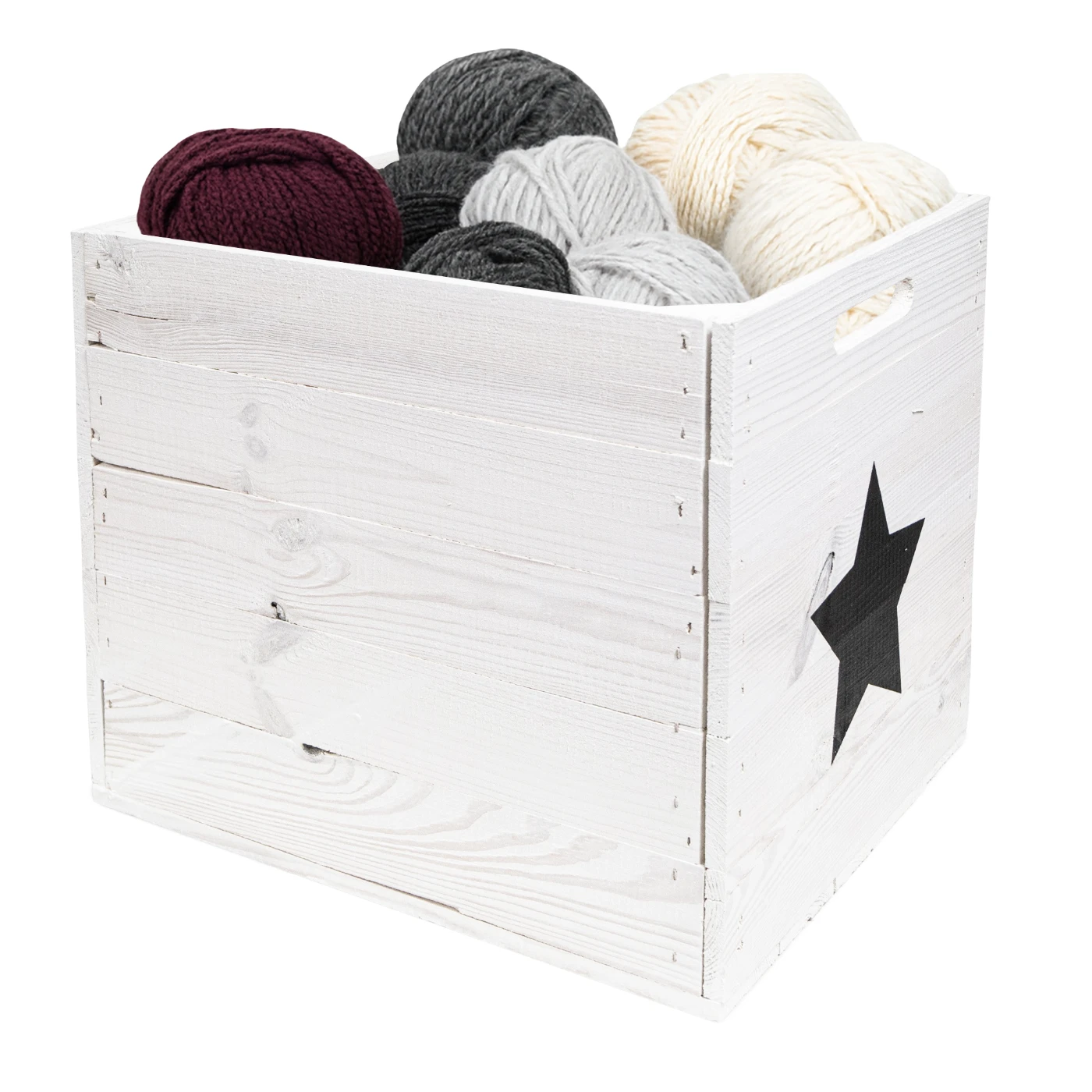 Aufbewahrungskiste Kallax weiß Stern schwarz passend für Kallax und Expeditregale Regaleinsatz