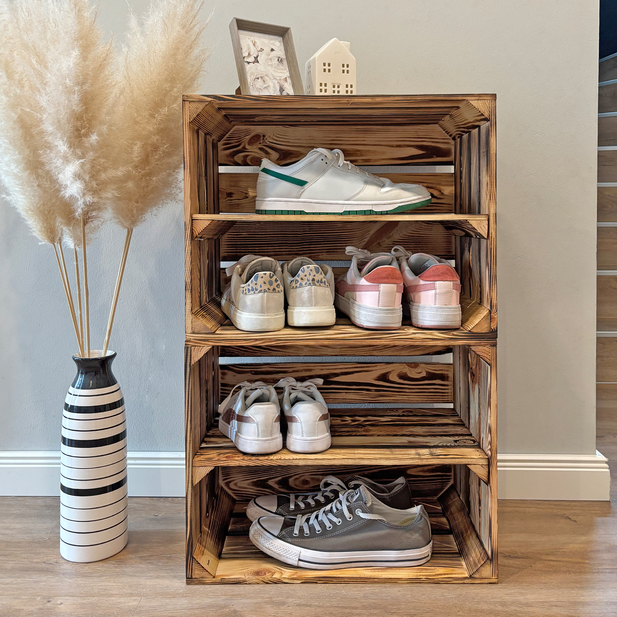 Geflammte Kiste für Schuh-und Bücherregal 50x40x30cm