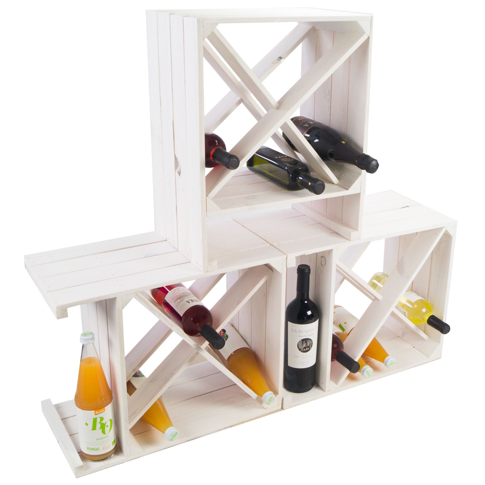 Weinregal "X" zur Flaschenlagerung weiß 50x40x27cm