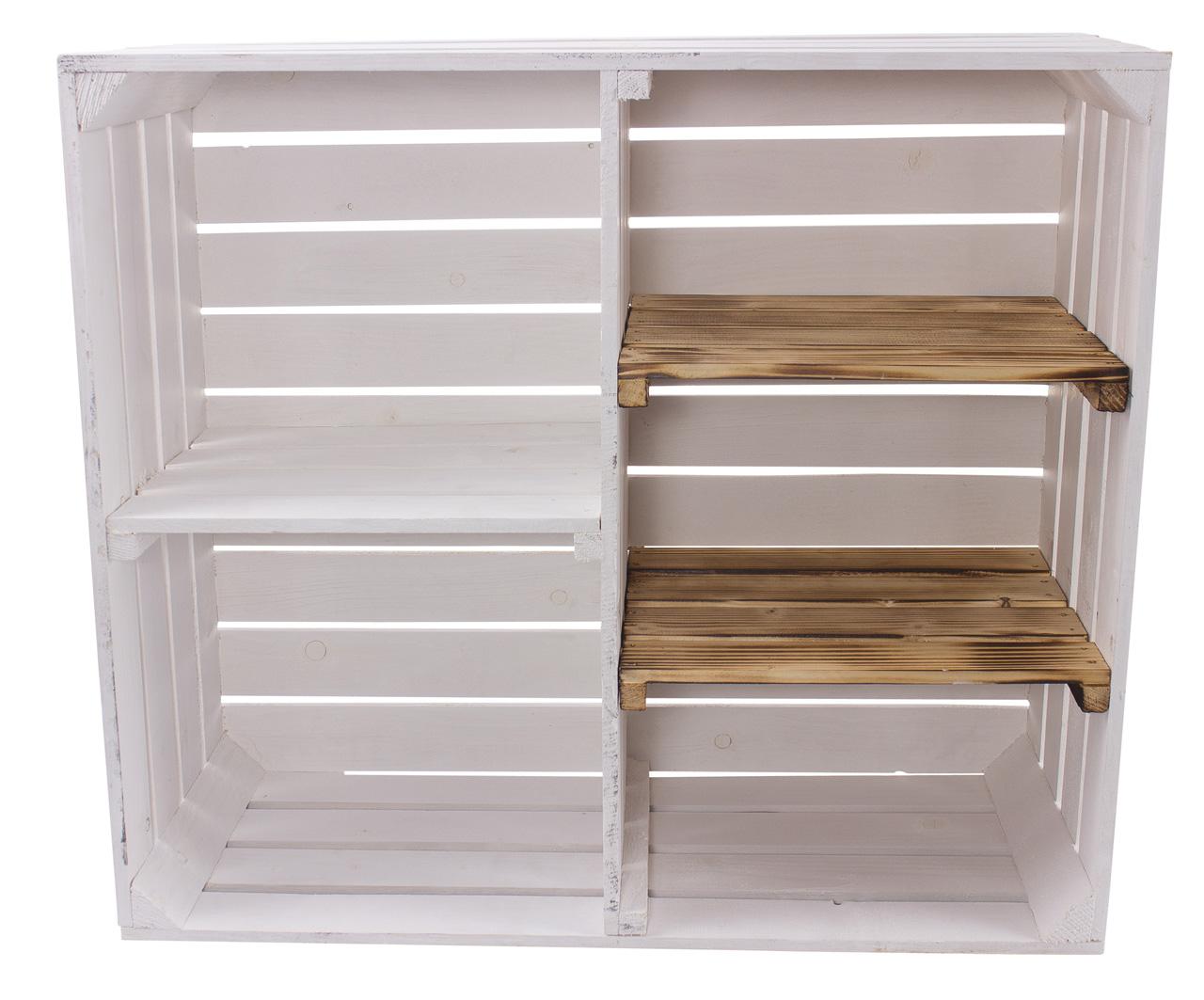 Weißer Holzschrank mit 3 Mittelbrettern und Trennbrett 77x68x33cm Weißer Holzschrank mit 3 Mittelbrettern und Trennbrett 77x68x33cm