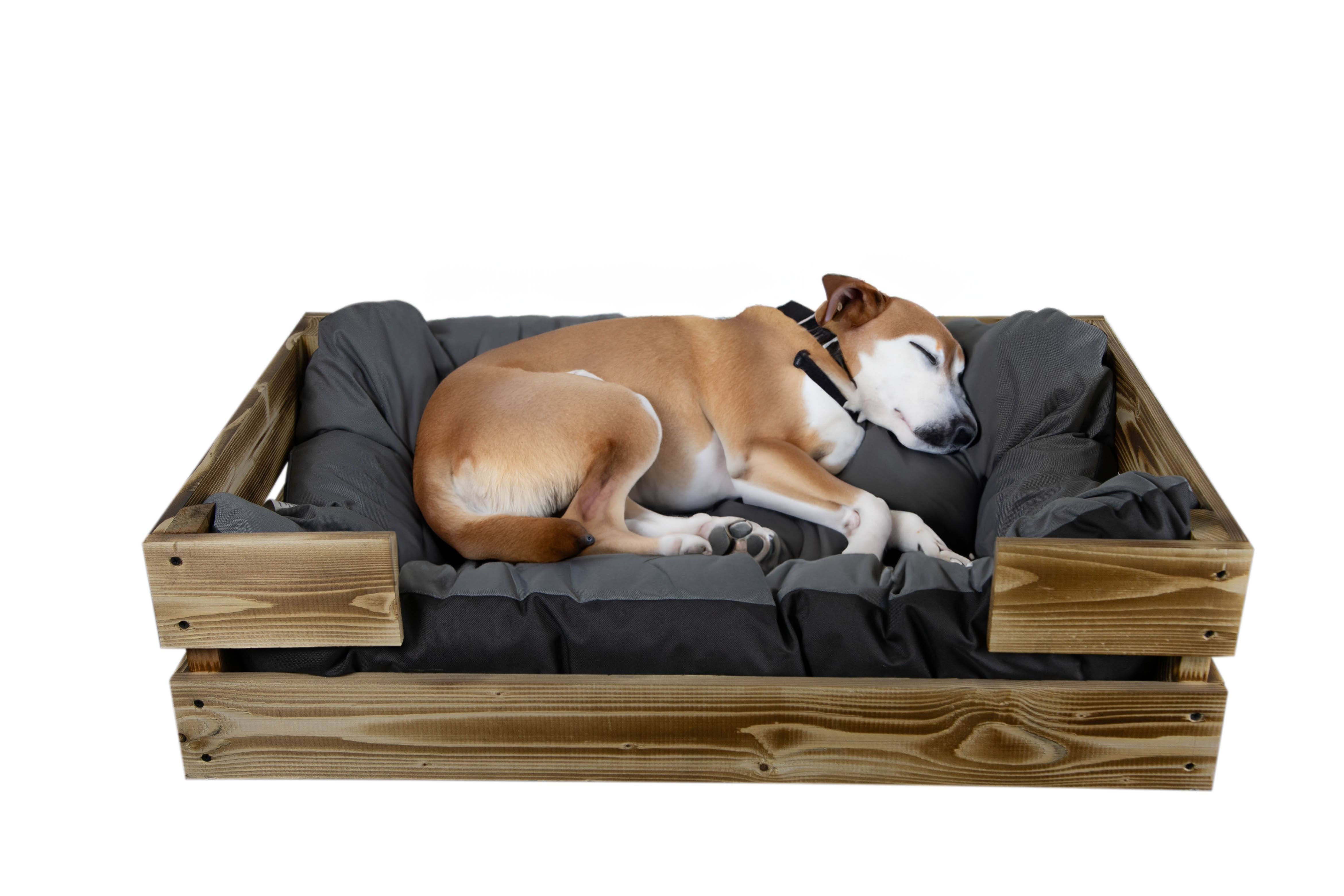 Hundebett Rocky Geflammt mit Kissen grau 80x50x21cm Hundebett Rocky Geflammt mit Kissen grau 80x50x21cm